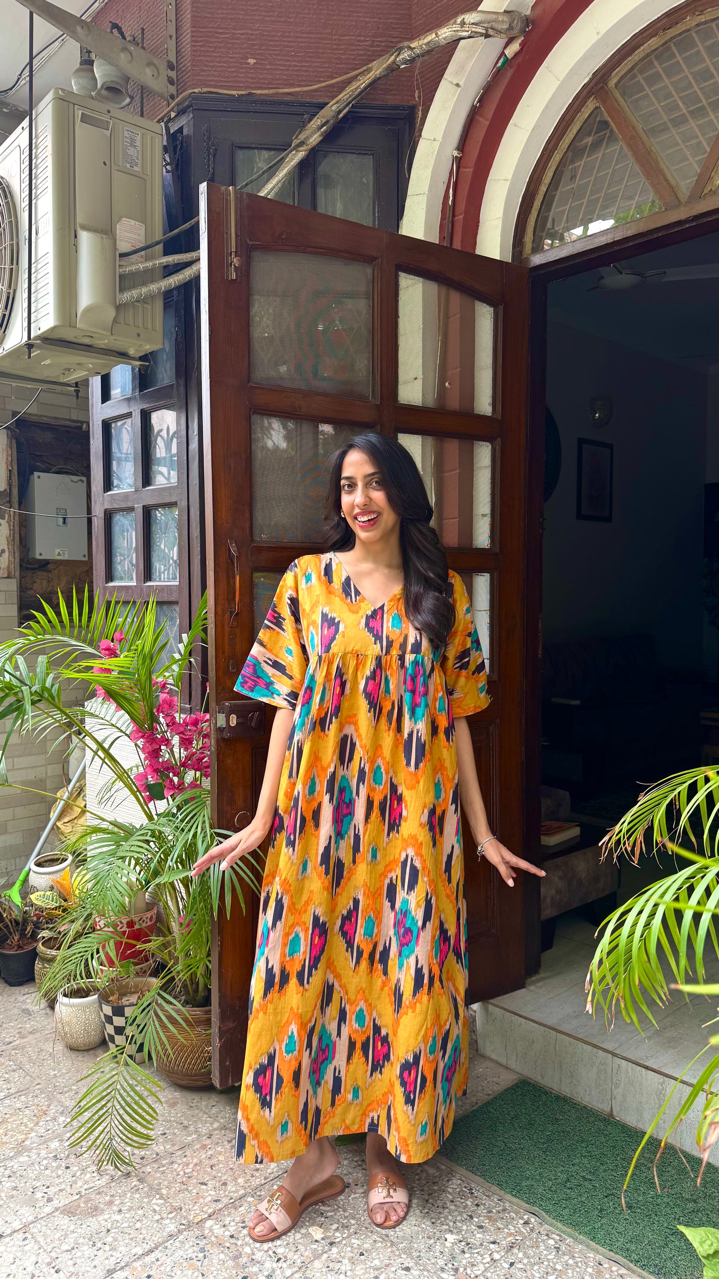 Maternity Empire Padded Cotton Lounge Dress – Mustard (Premium Collection)