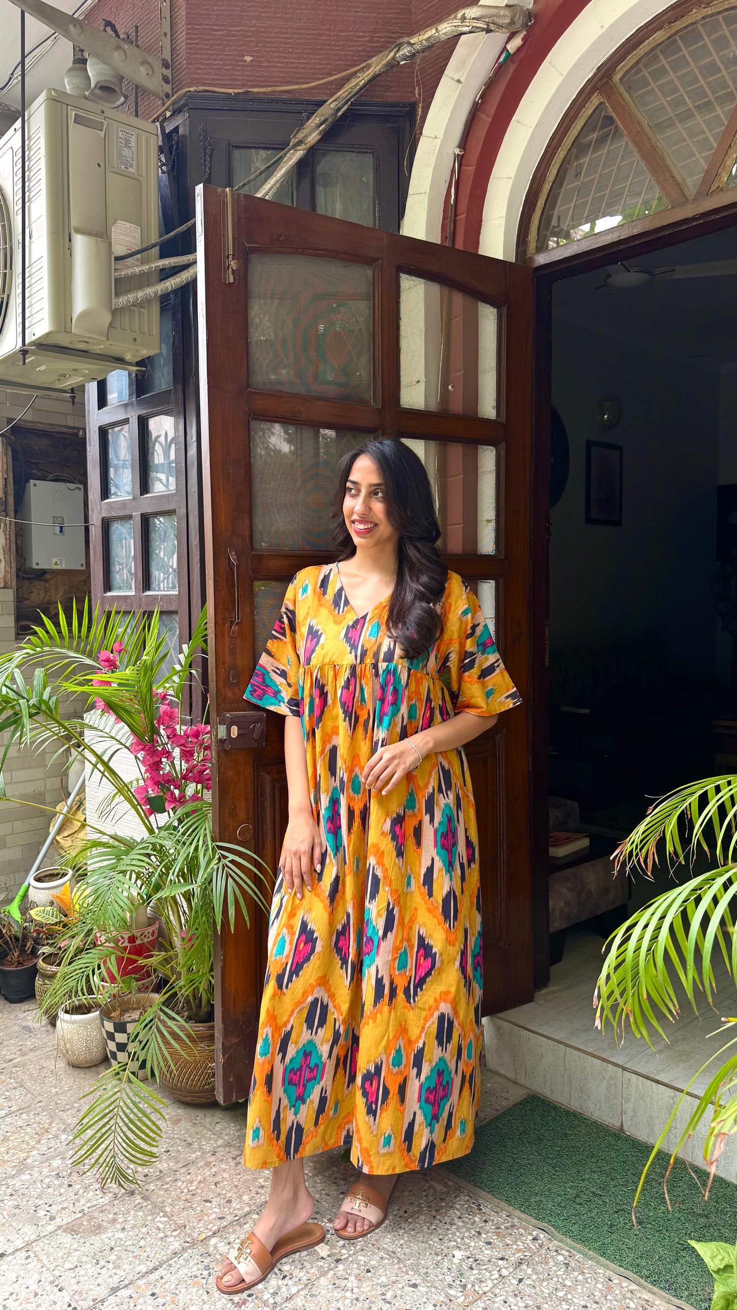 Maternity Empire Padded Cotton Lounge Dress – Mustard (Premium Collection)