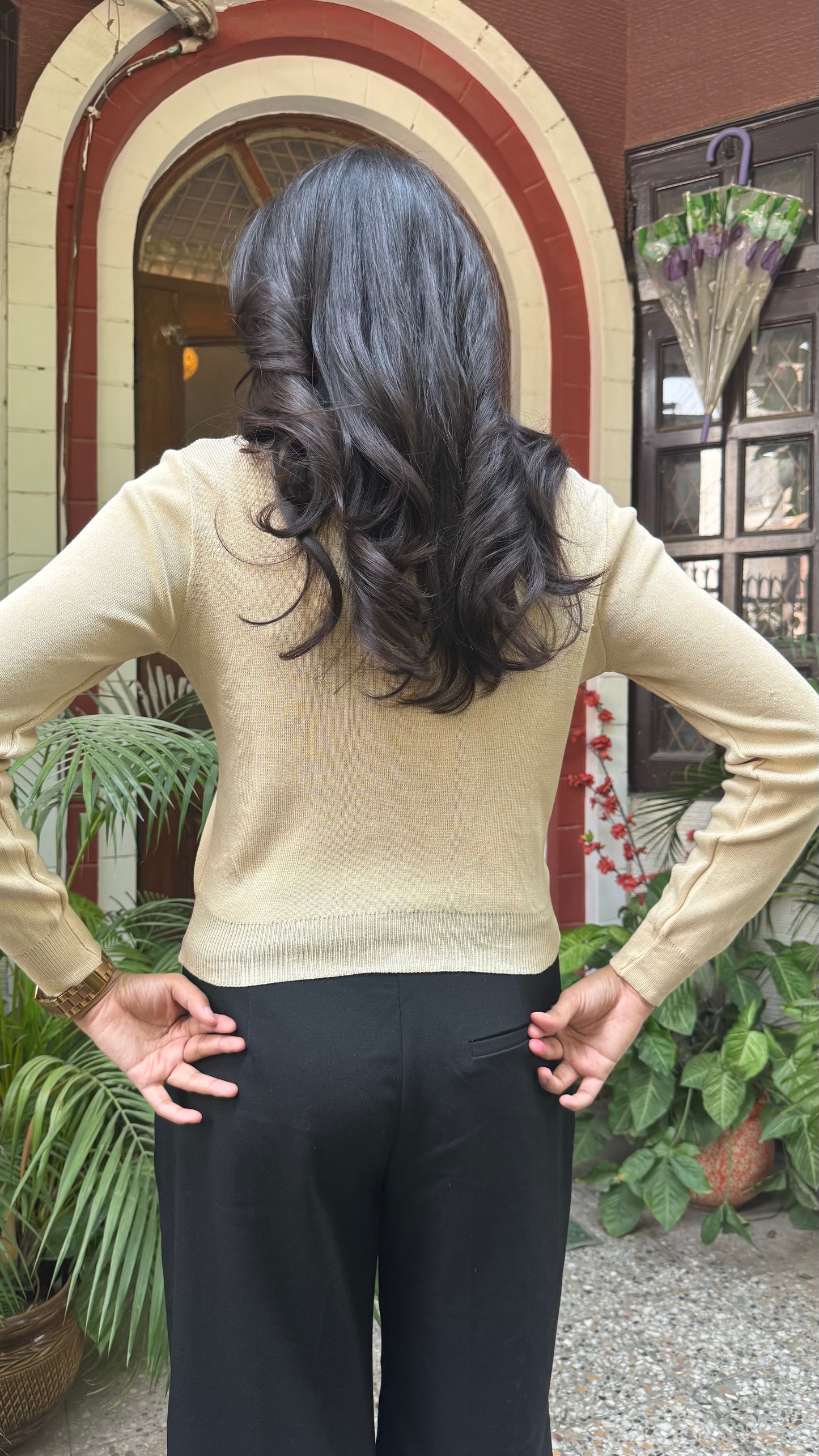 Korean Collared Cardigan - Cream