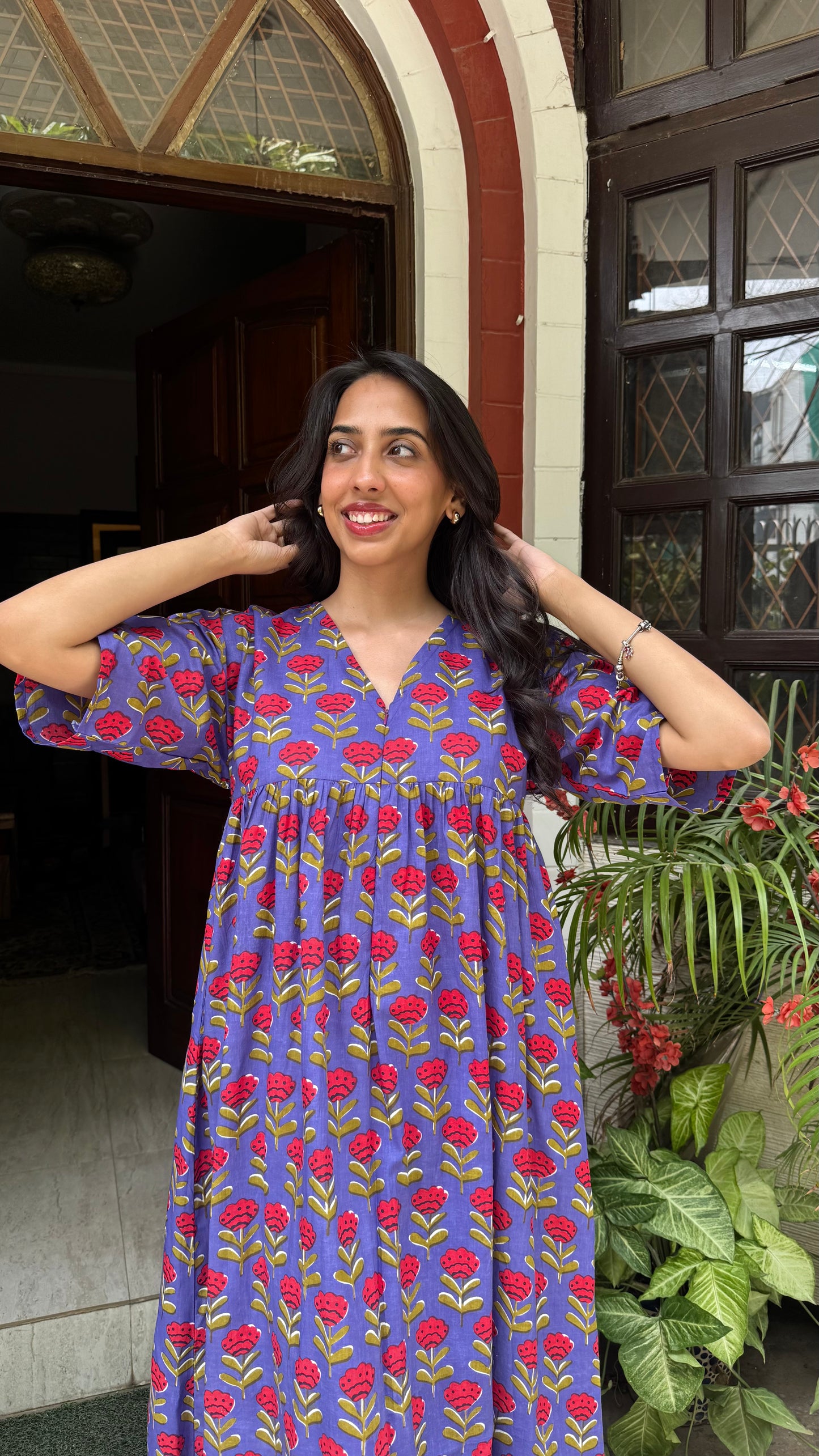 Maternity Empire Padded Cotton Lounge Dress – Purple (Premium Collection)