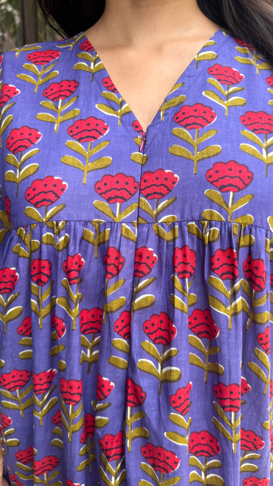 Maternity Empire Padded Cotton Lounge Dress – Purple (Premium Collection)