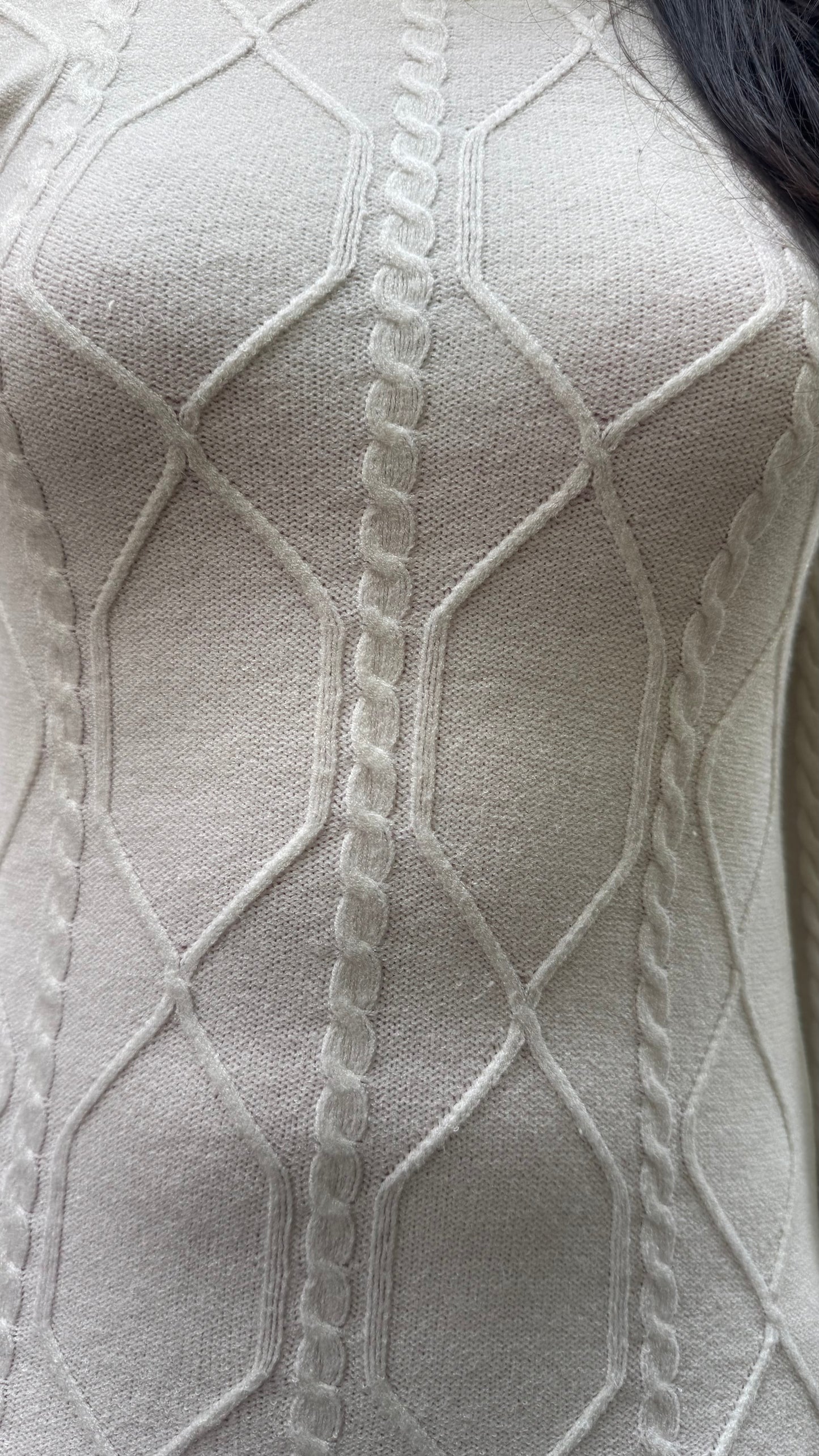 Crew Neck Sweater Dress- White (Free Size)