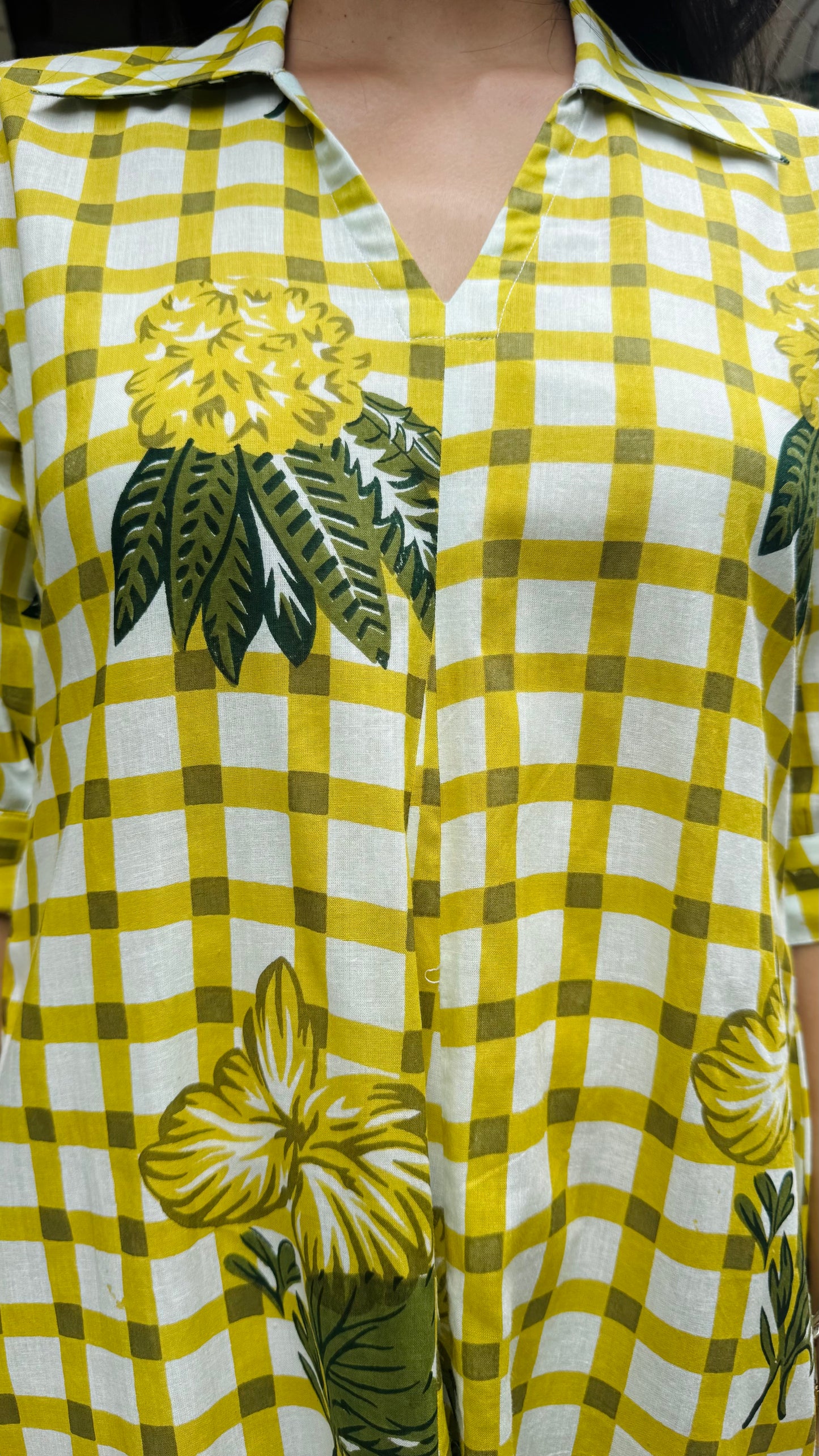Picnic Collared Cotton Dress - Mustard (Premium Collection)