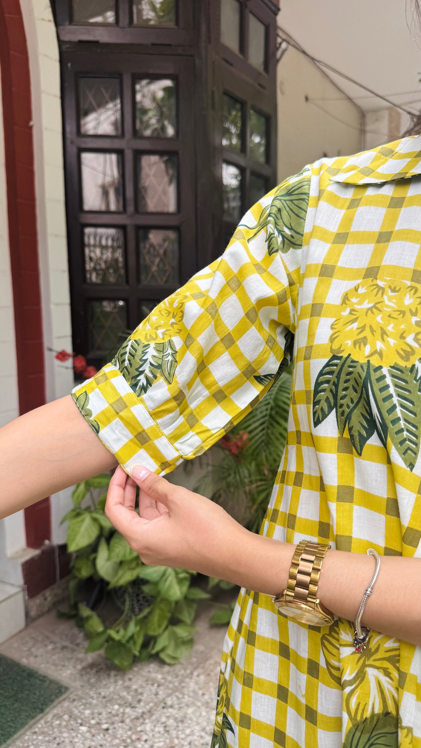 Picnic Collared Cotton Dress - Mustard (Premium Collection)