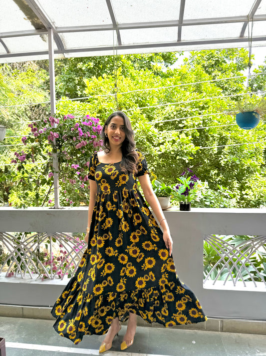 Maternity SunFlower Tiered Maxi (Luxe Collection)