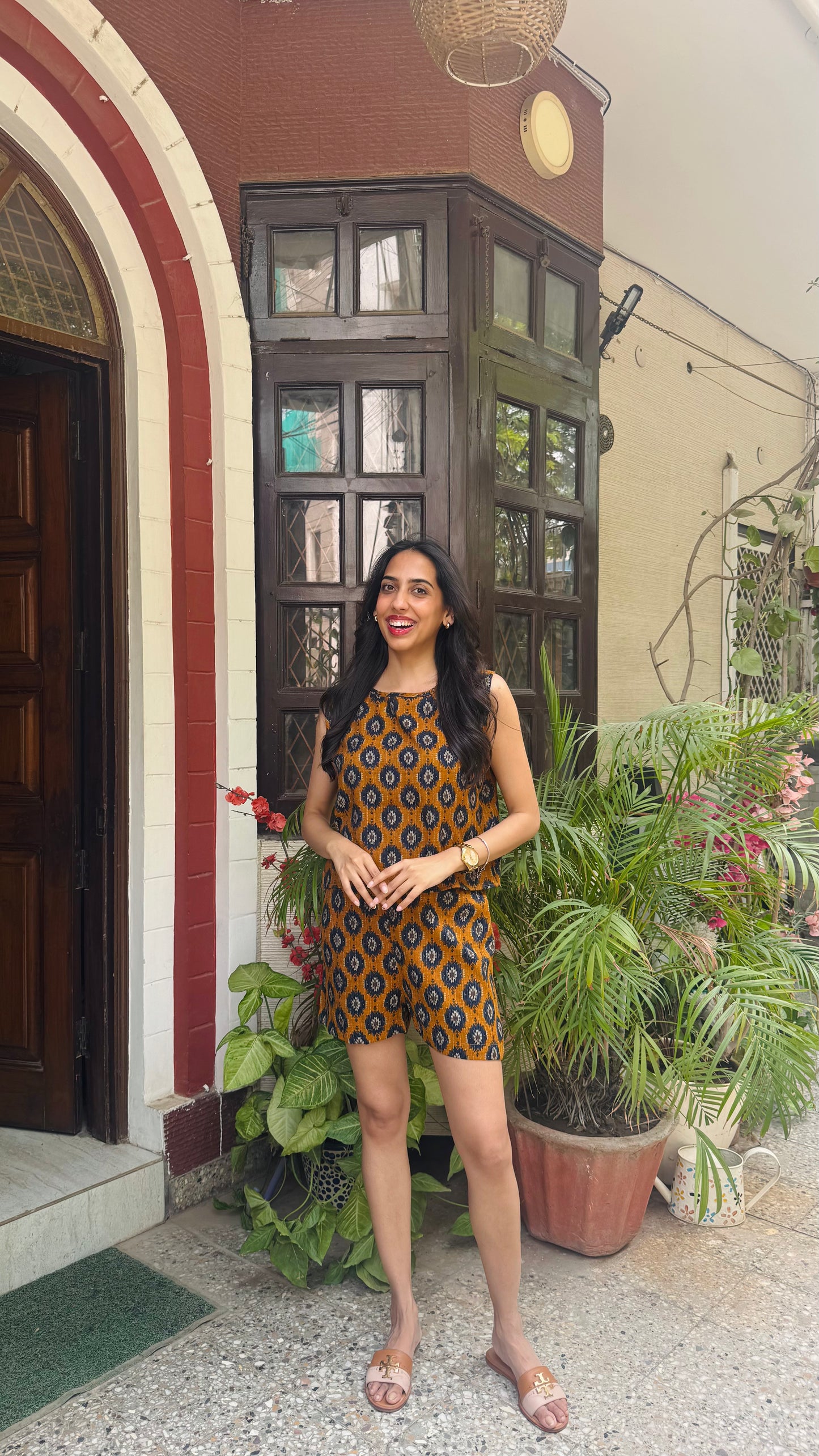Ikat Printed Cotton Set - Mustard