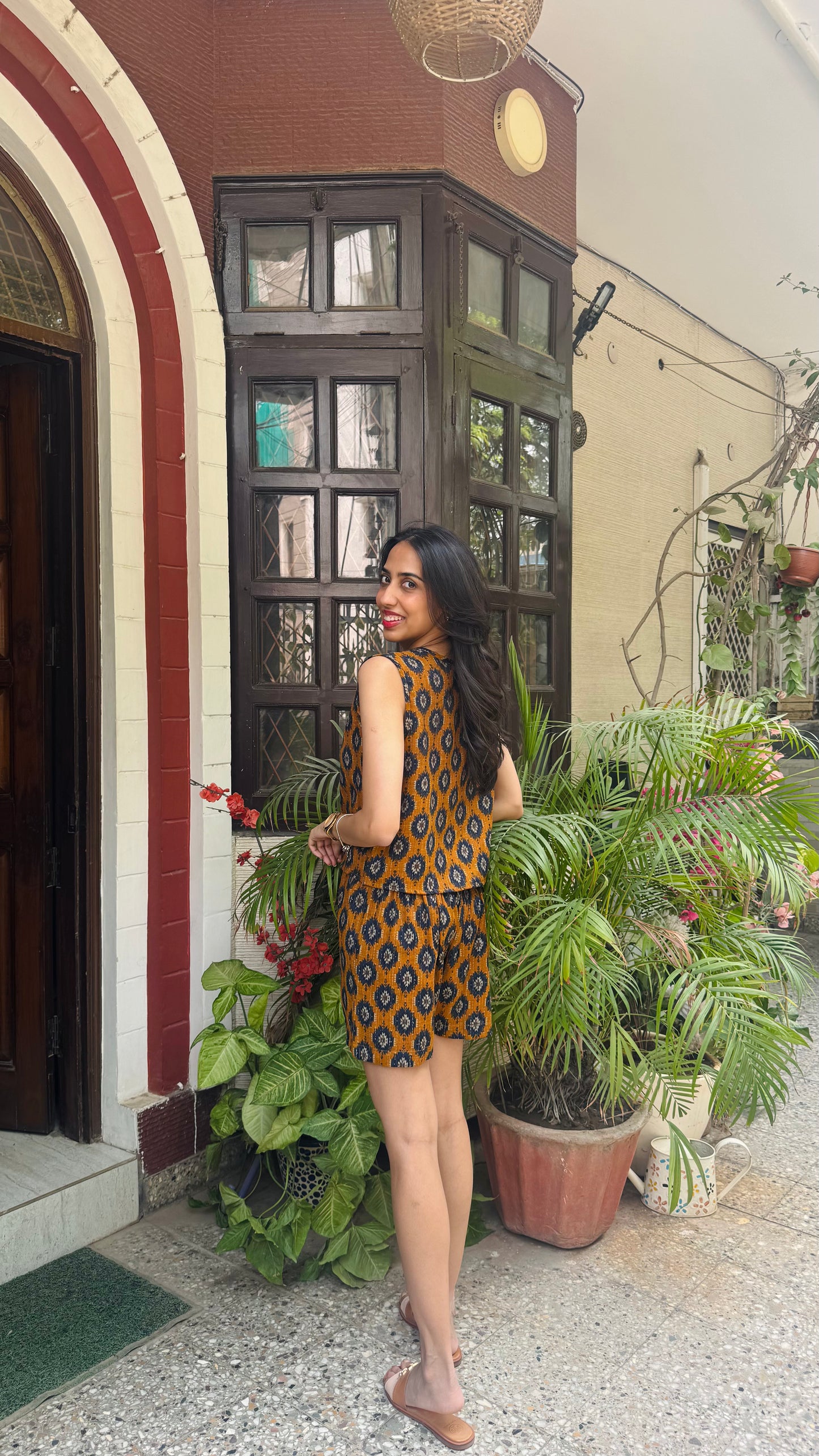 Ikat Printed Cotton Set - Mustard