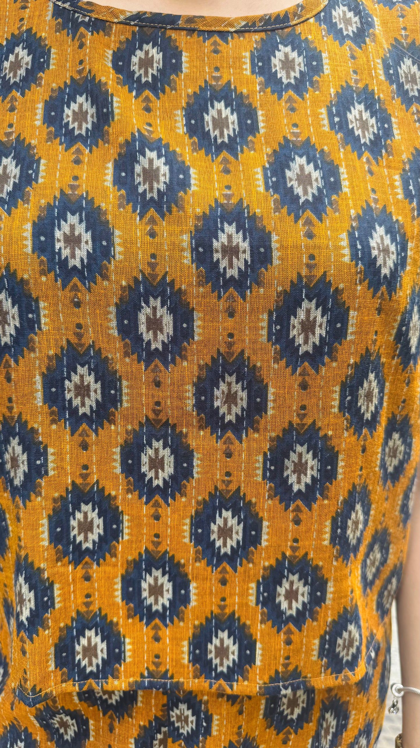 Ikat Printed Cotton Set - Mustard