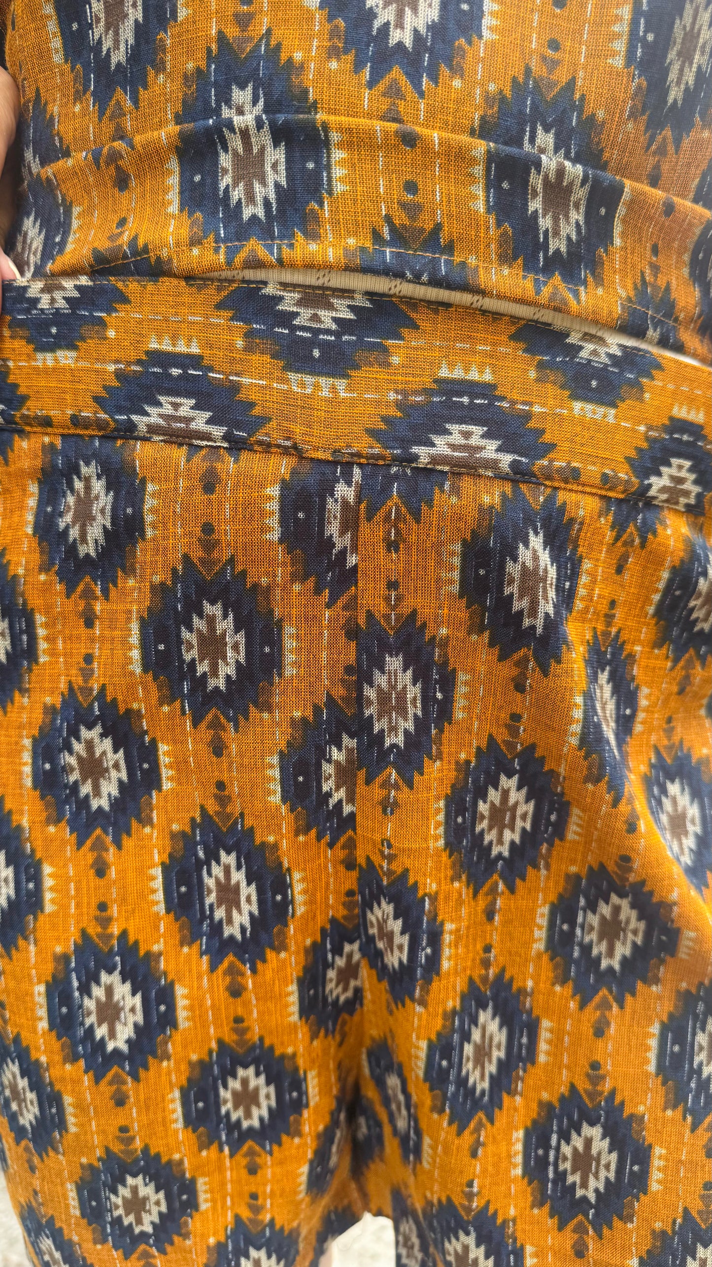 Ikat Printed Cotton Set - Mustard