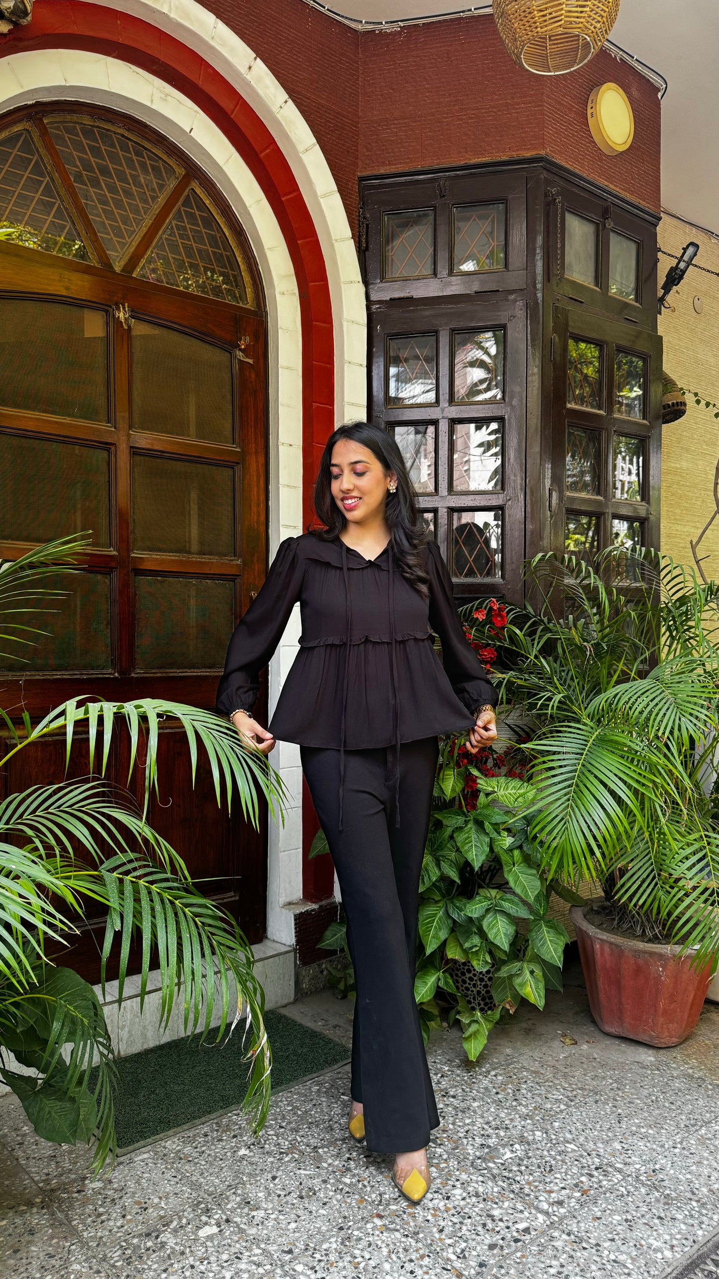 Tiers & Twirls Layered Top – Black (Premium Collection)