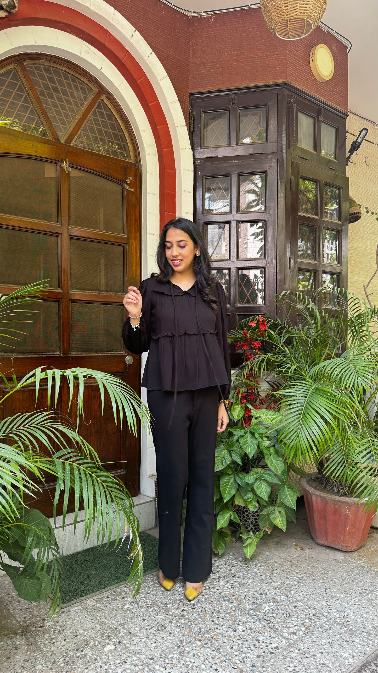 Tiers & Twirls Layered Top – Black (Premium Collection)