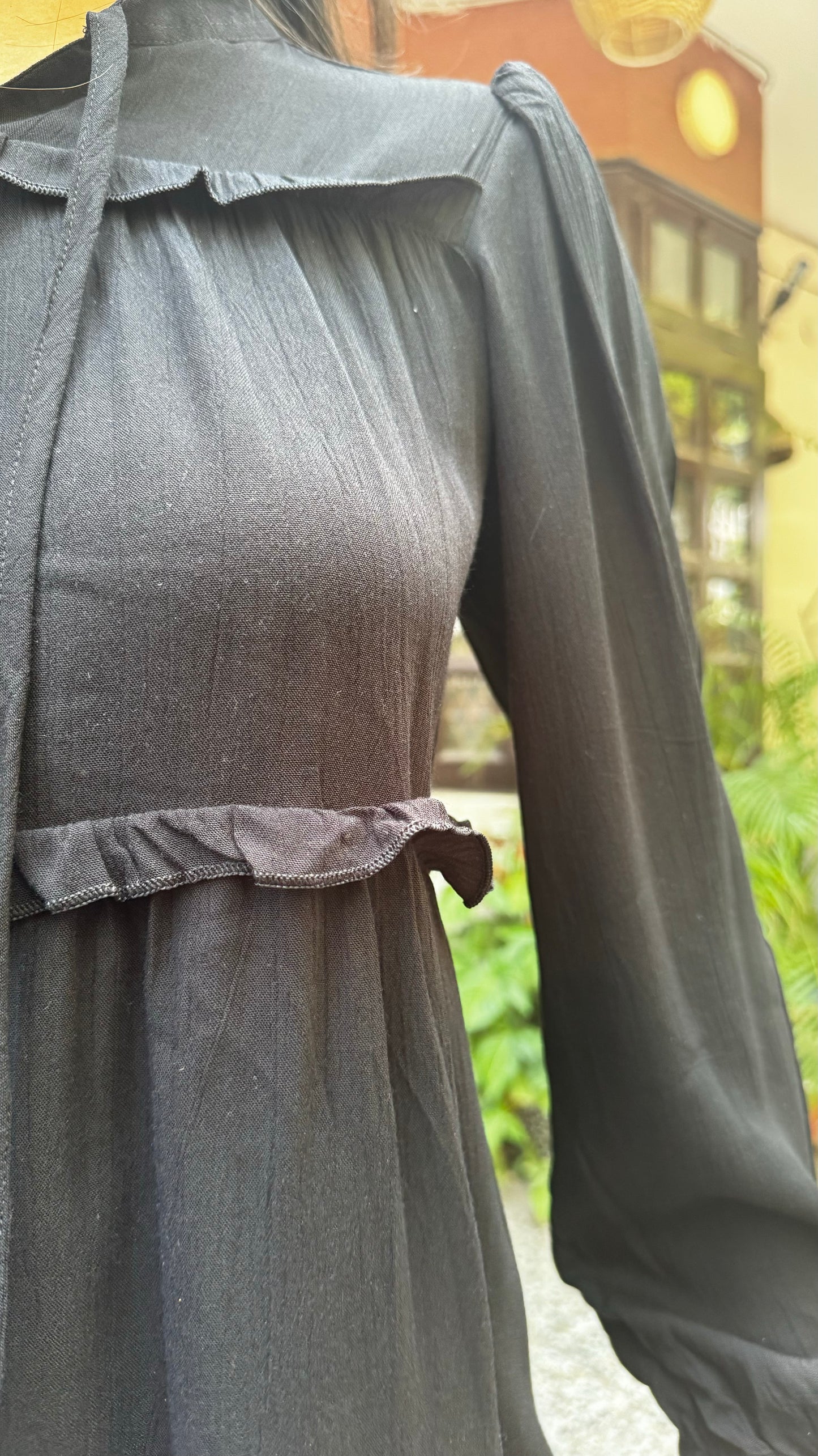 Tiers & Twirls Layered Top – Black (Premium Collection)