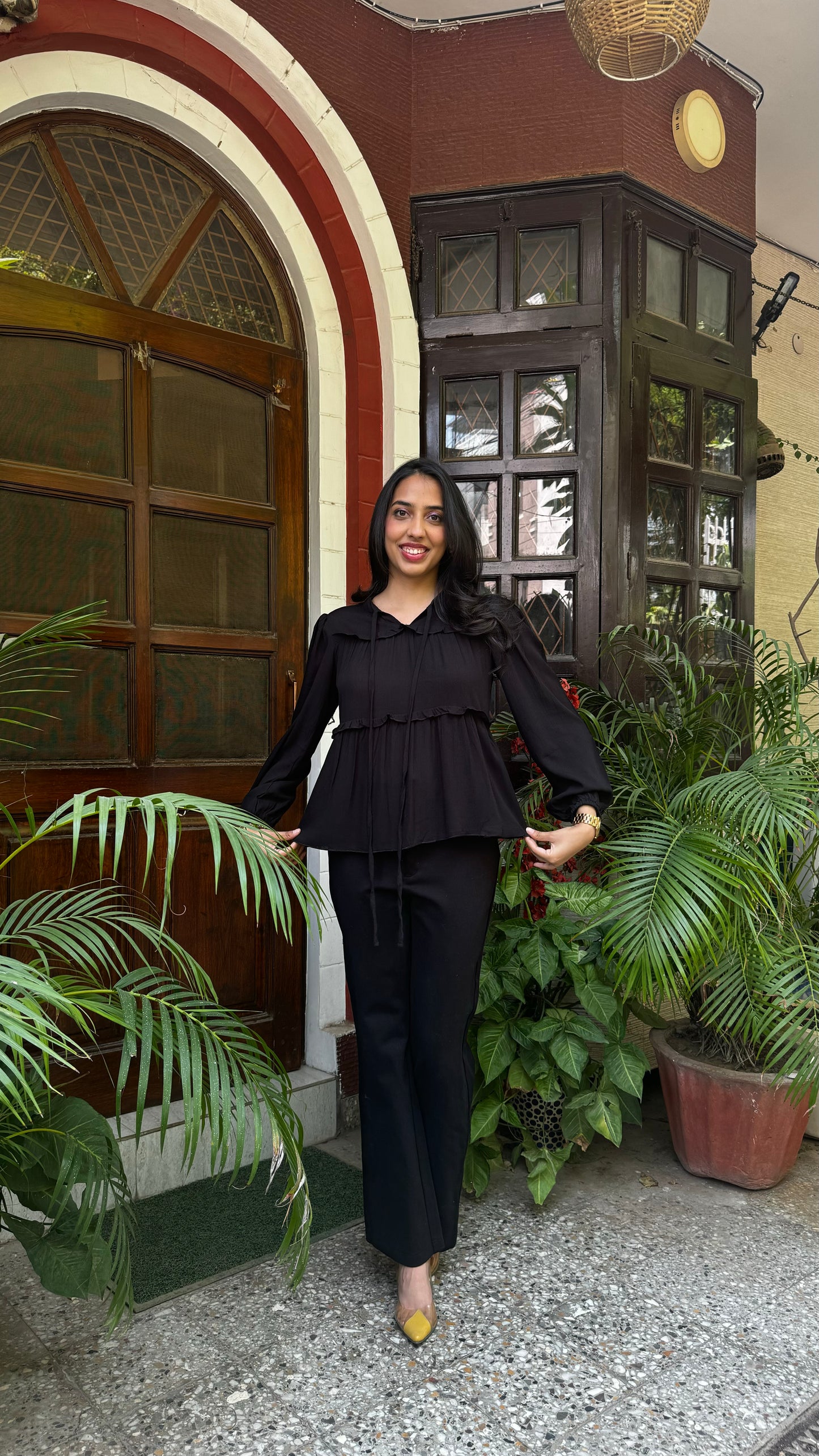 Tiers & Twirls Layered Top – Black (Premium Collection)