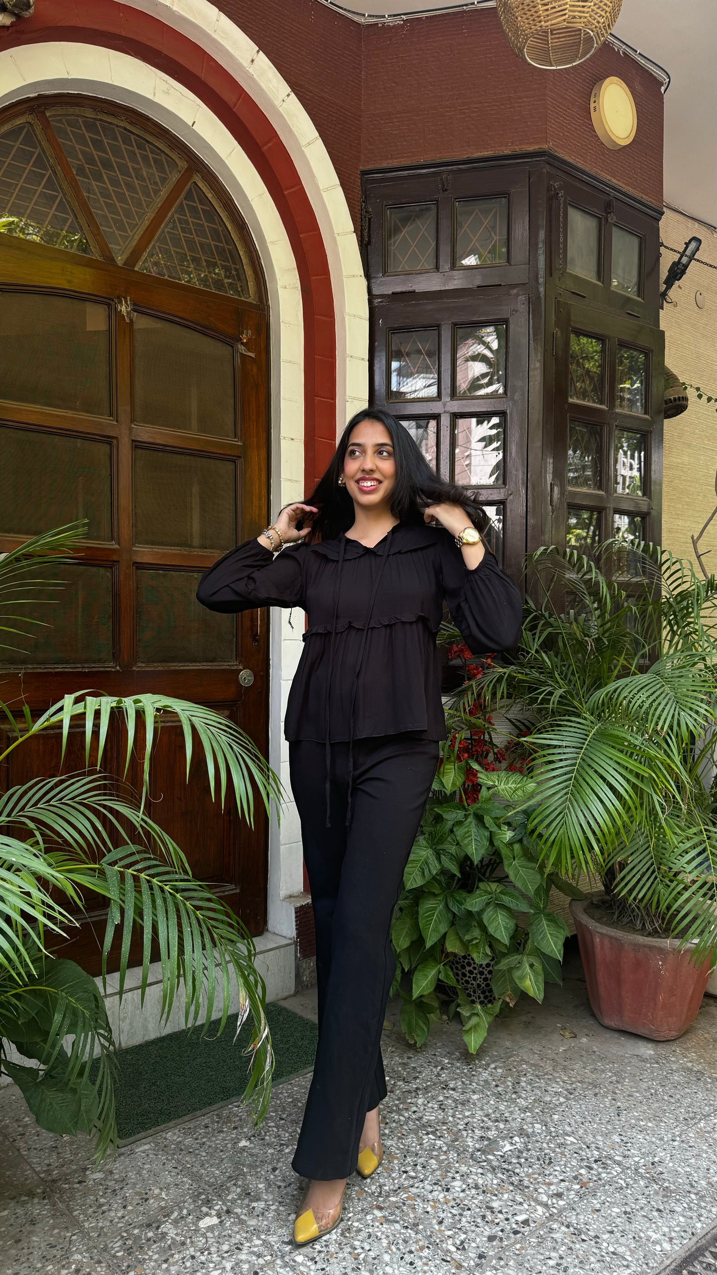 Tiers & Twirls Layered Top – Black (Premium Collection)