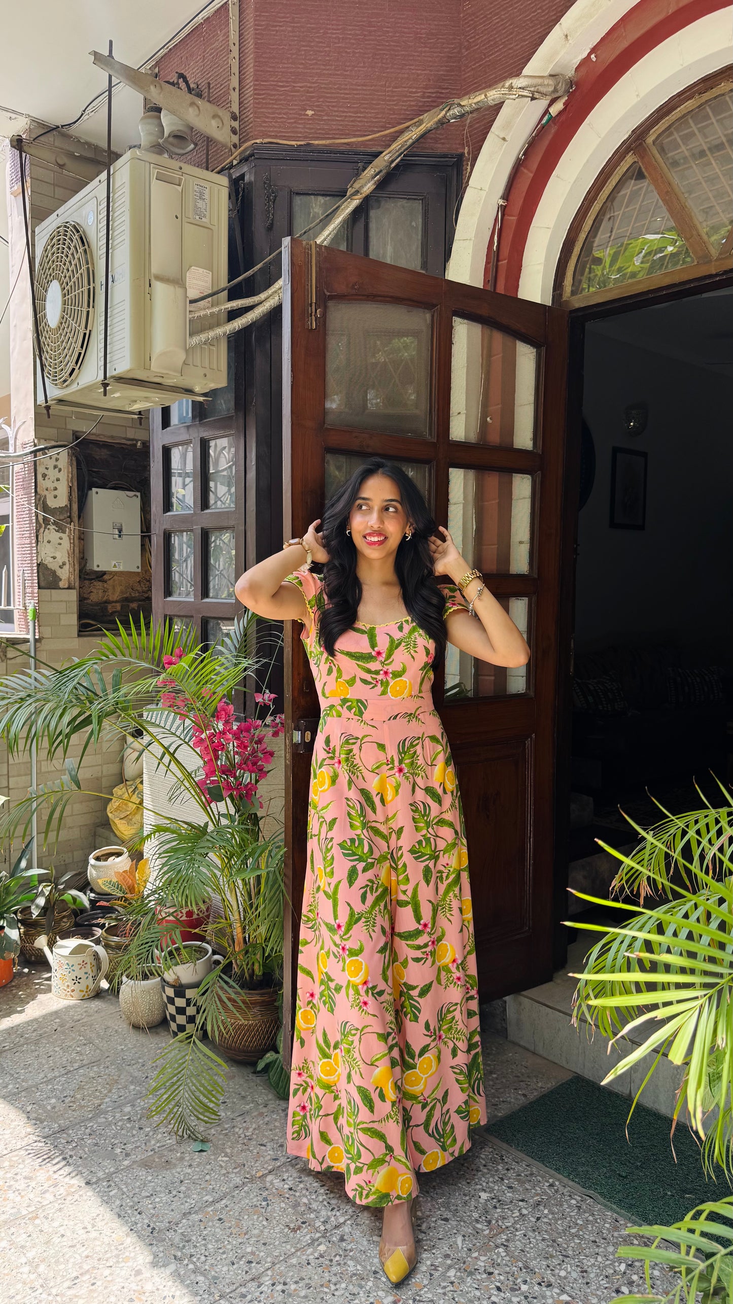Soleil Lace Jumpsuit - Peach (Premium Collection)