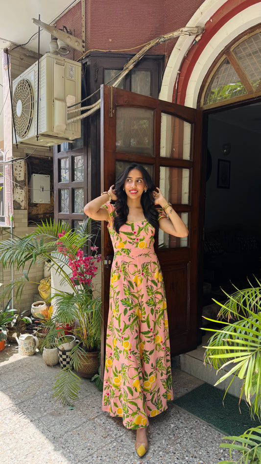 Soleil Lace Jumpsuit - Peach (Premium Collection)