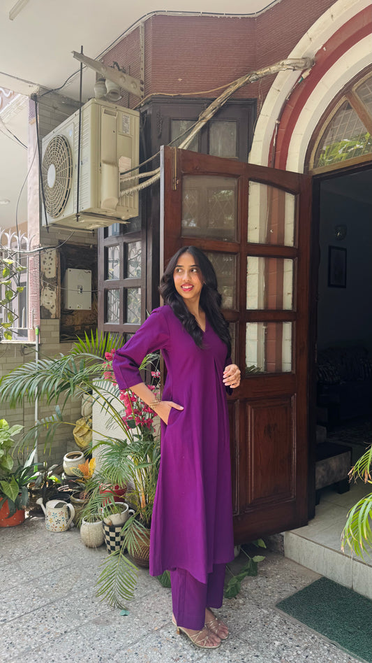 A-Line Cotton/Linen Set - Wine (Premium Collection)