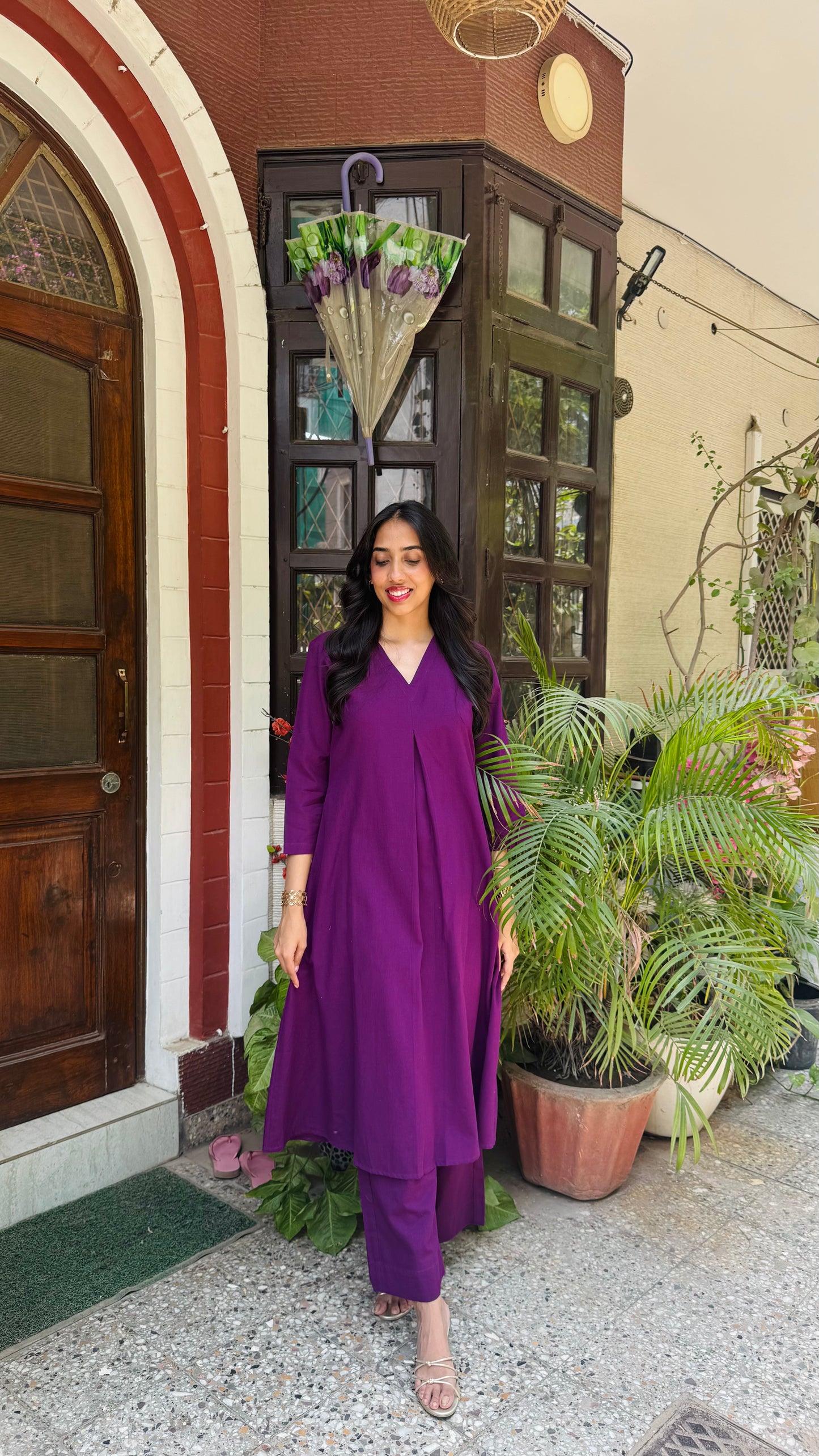 A-Line Cotton/Linen Set - Wine (Premium Collection)