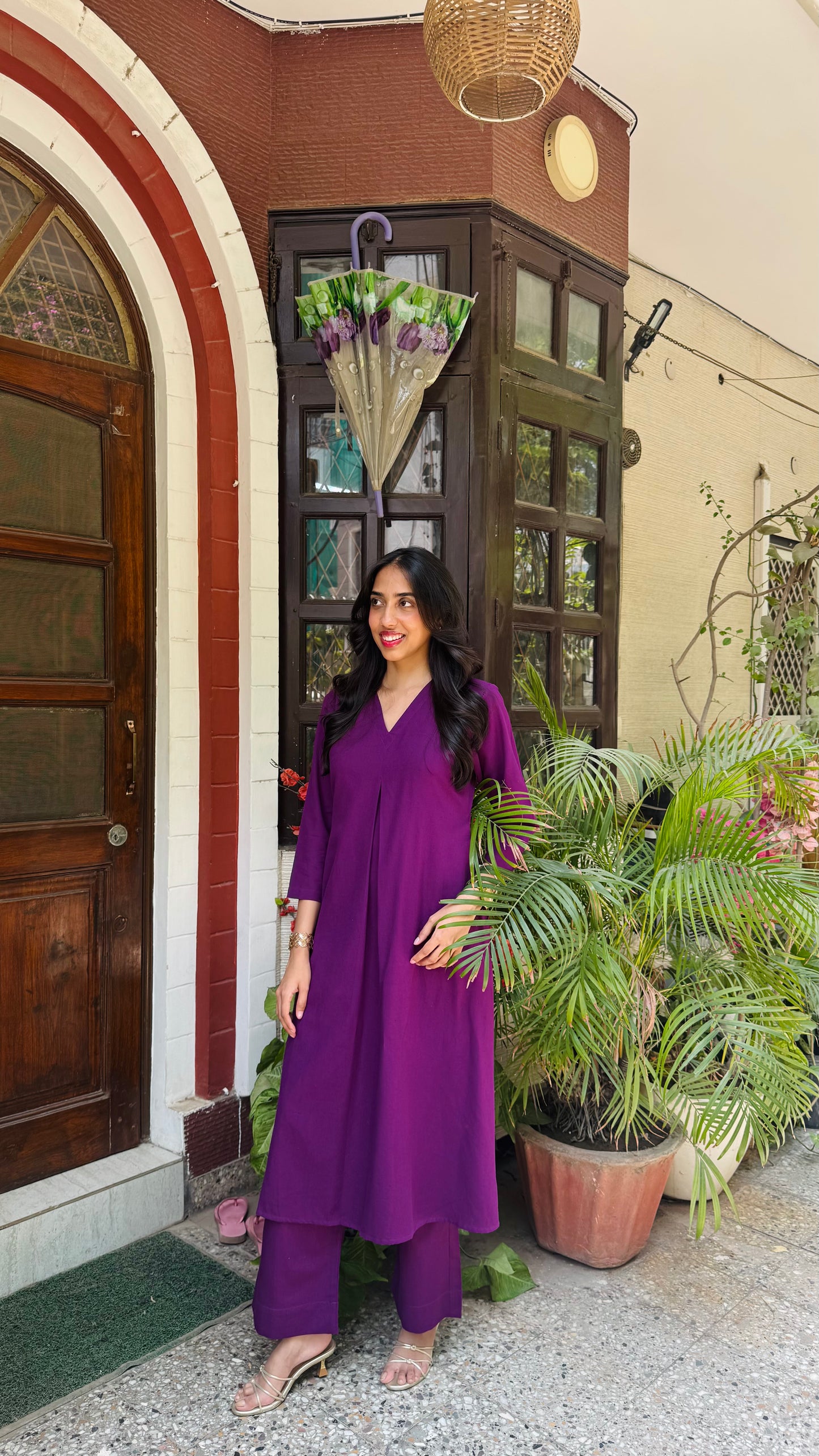 A-Line Cotton/Linen Set - Wine (Premium Collection)