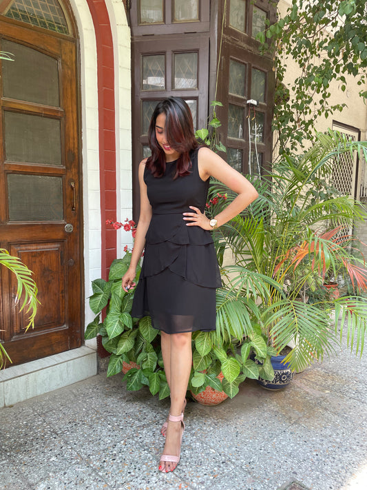 Success Georgette Dress- Black