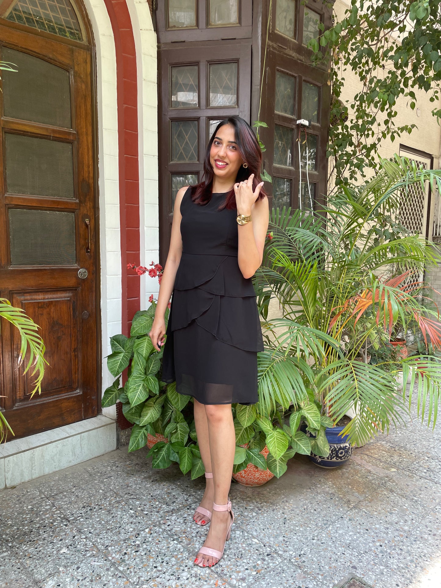 Success Georgette Dress- Black