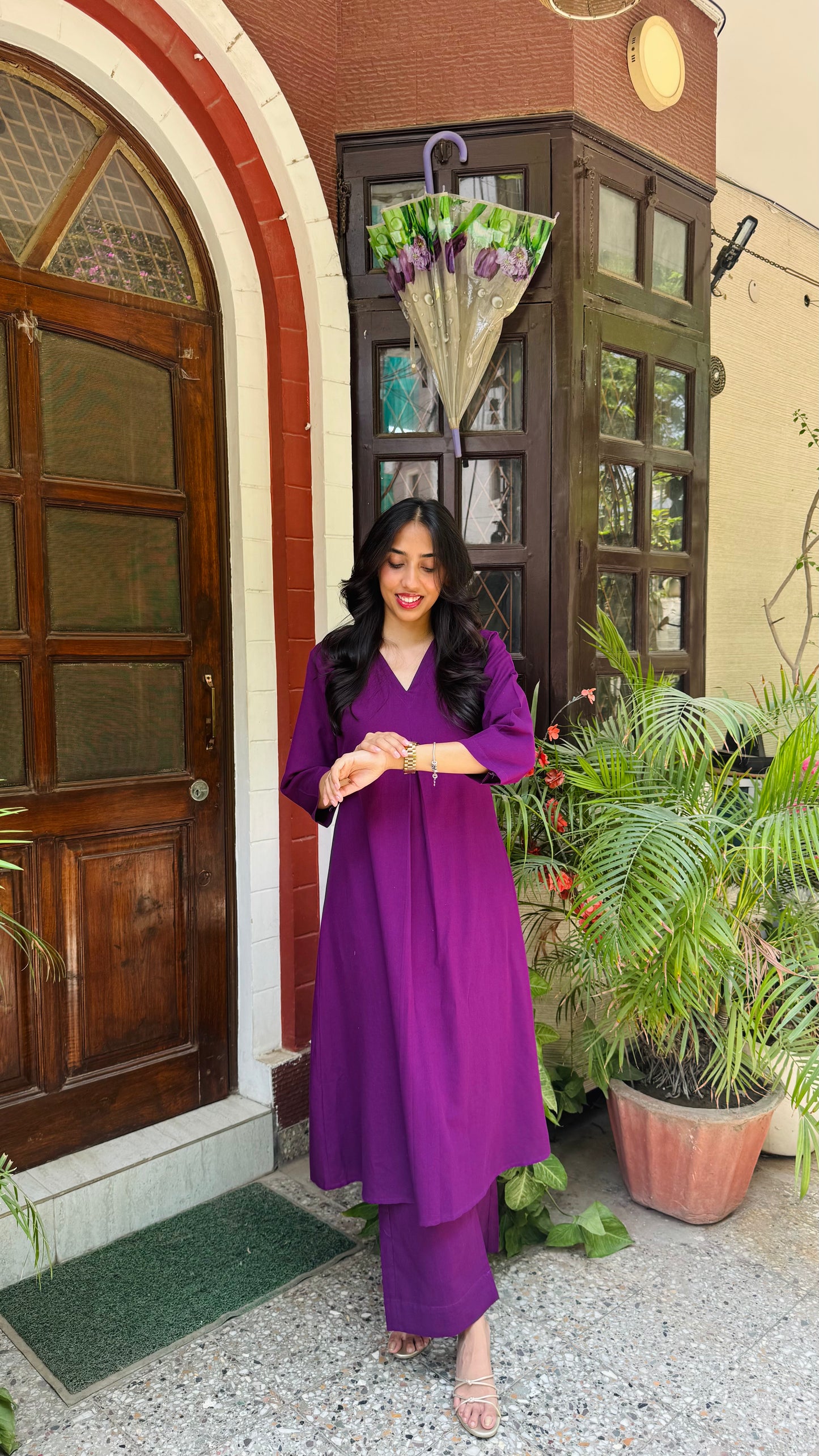 A-Line Cotton/Linen Set - Wine (Premium Collection)