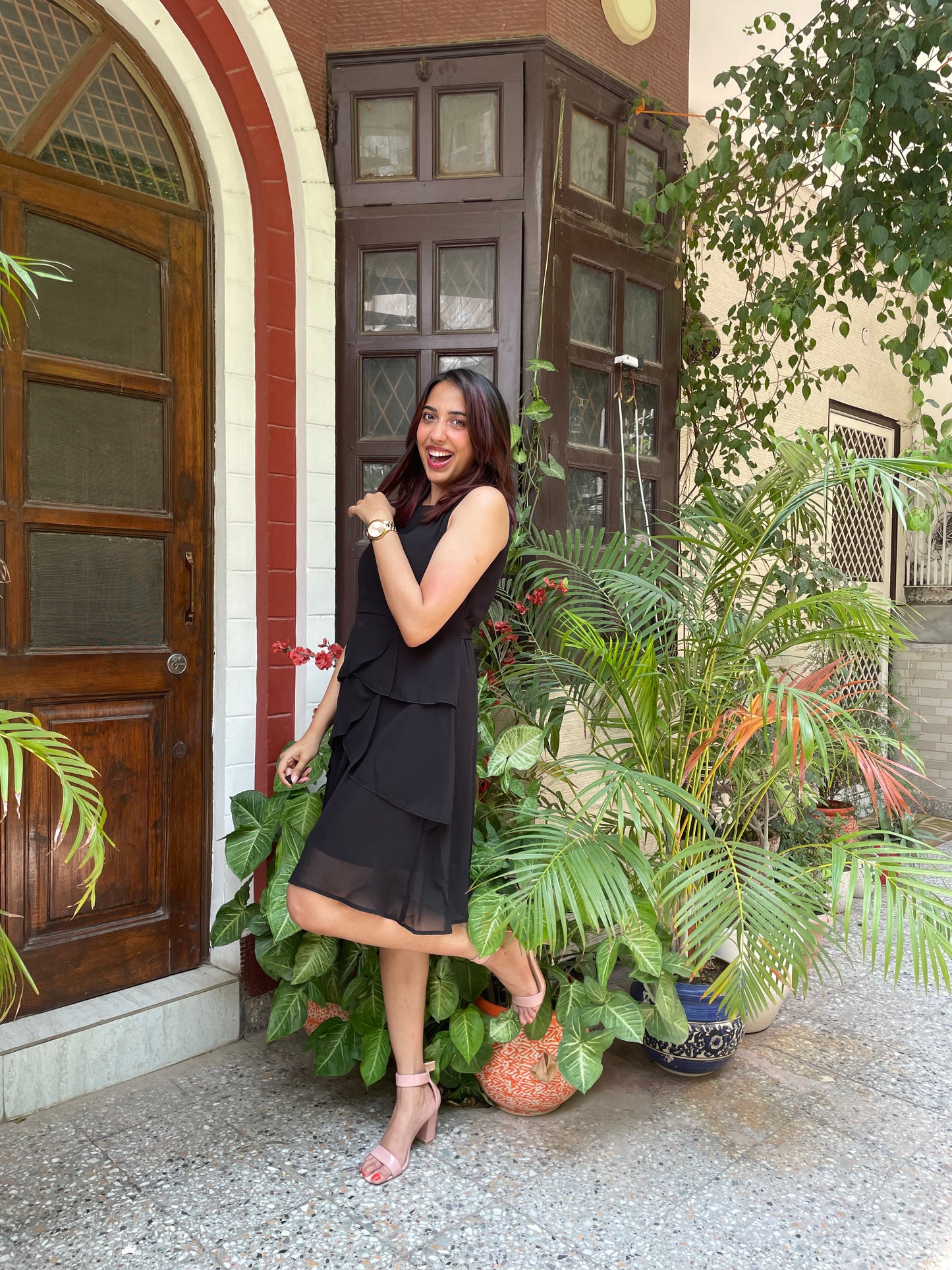 Success Georgette Dress- Black
