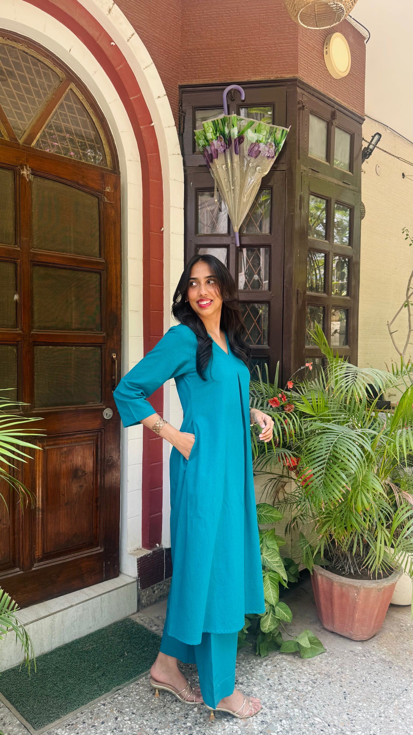 A-Line Cotton/Linen Set - Teal (Premium Collection)