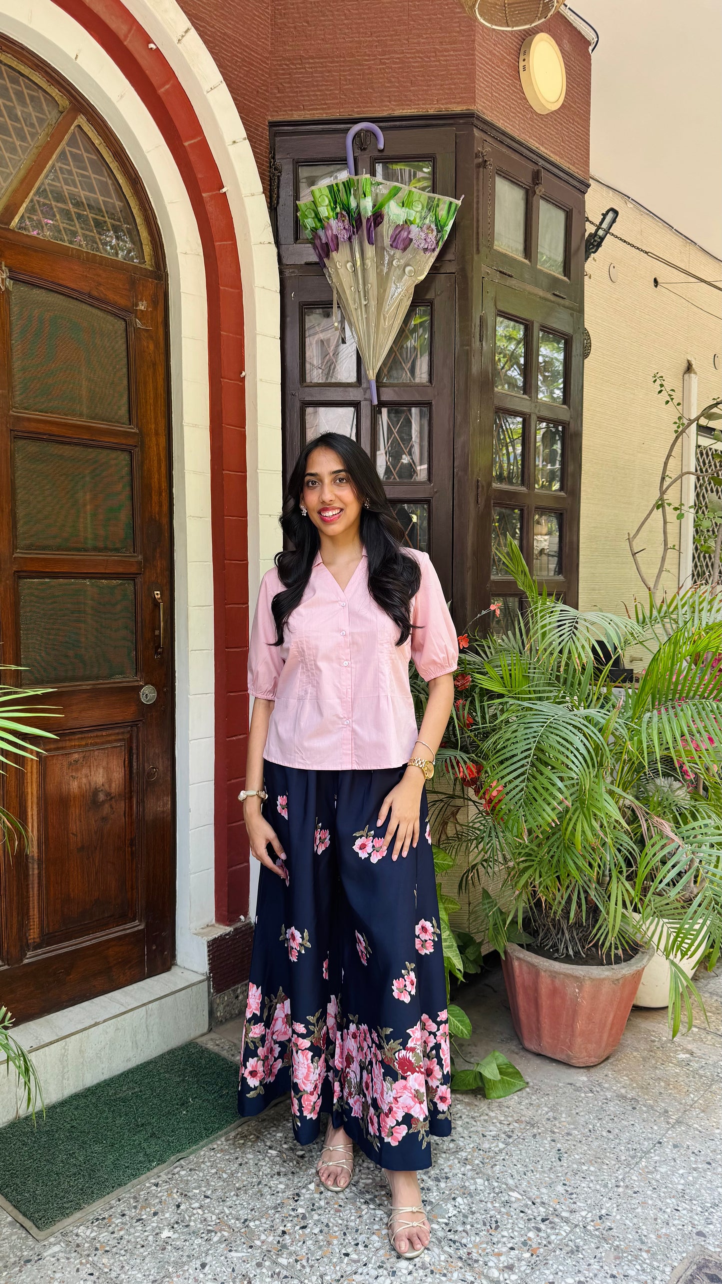 Solid Wild Flower Cotton Shirt - Dusky Pink