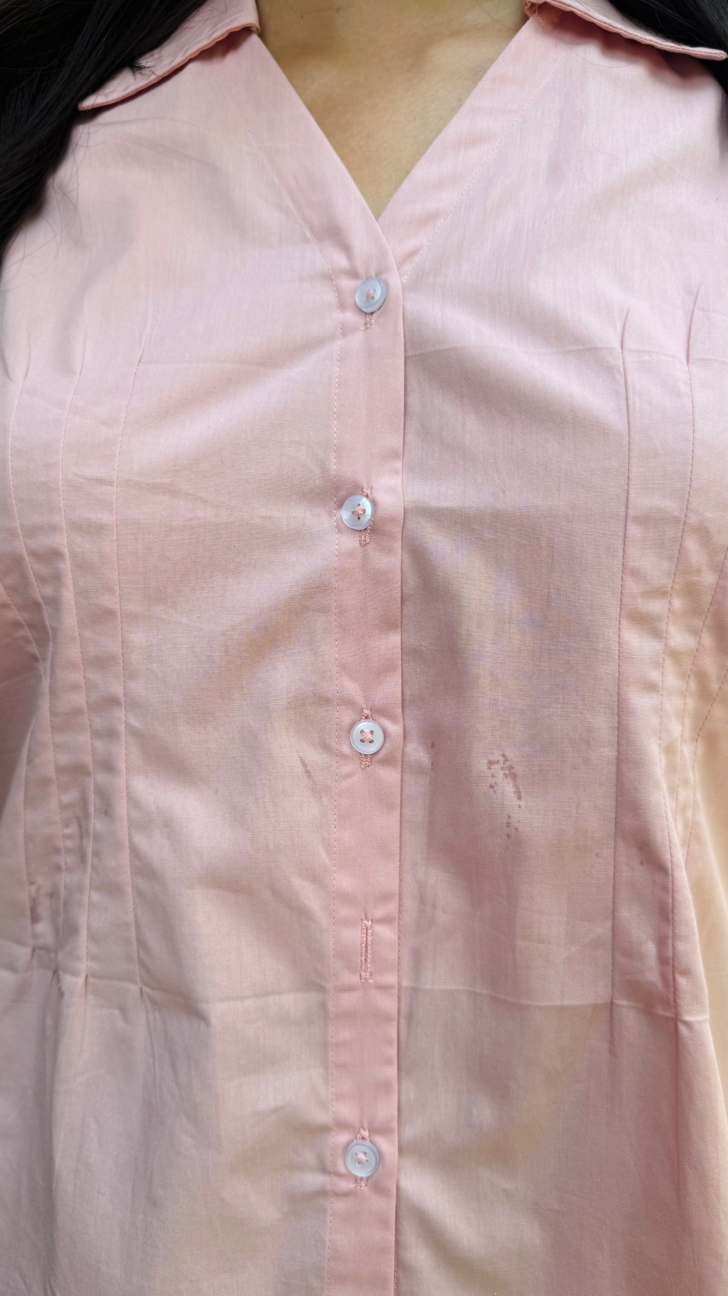 Solid Wild Flower Cotton Shirt - Dusky Pink