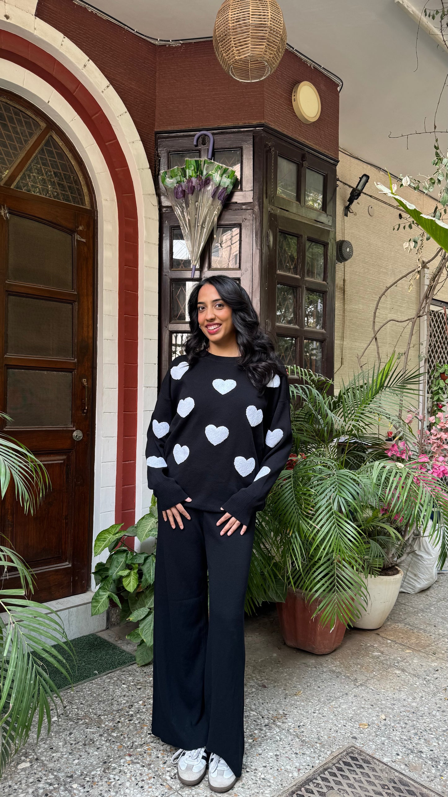 Love Bug Heart Sweater Set - Black (Free Size) - Premium Collection
