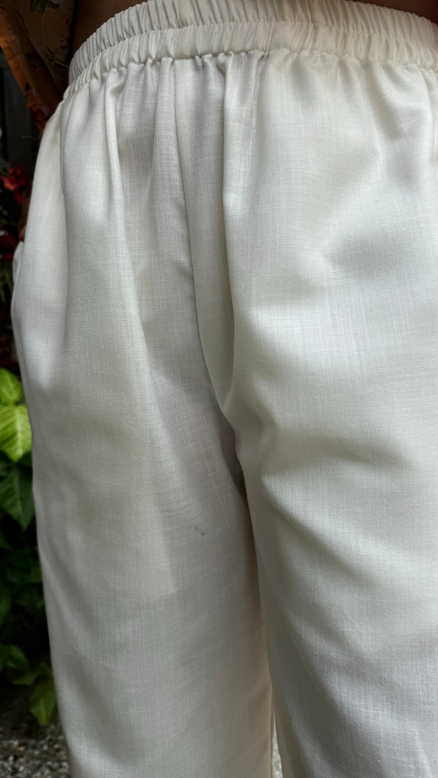 Bow Tie Cotton Pants - White
