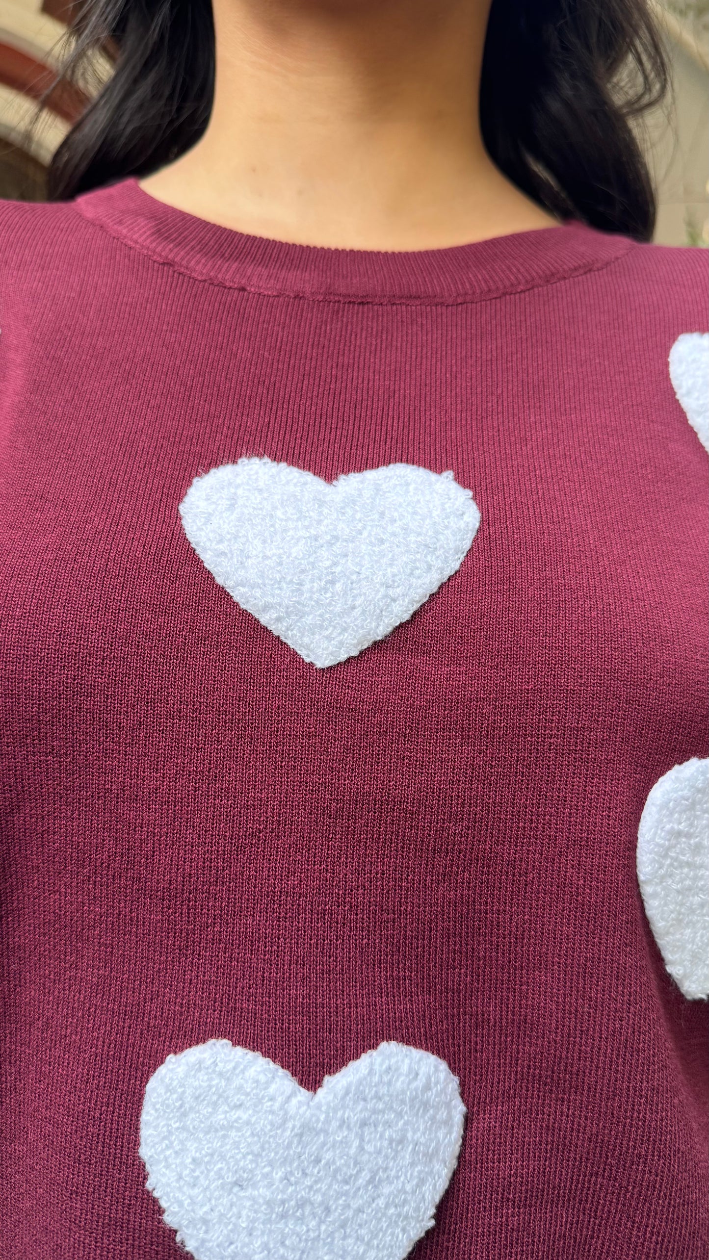 Love Bug Heart Sweater Set - Wine (Free Size) - Premium Collection
