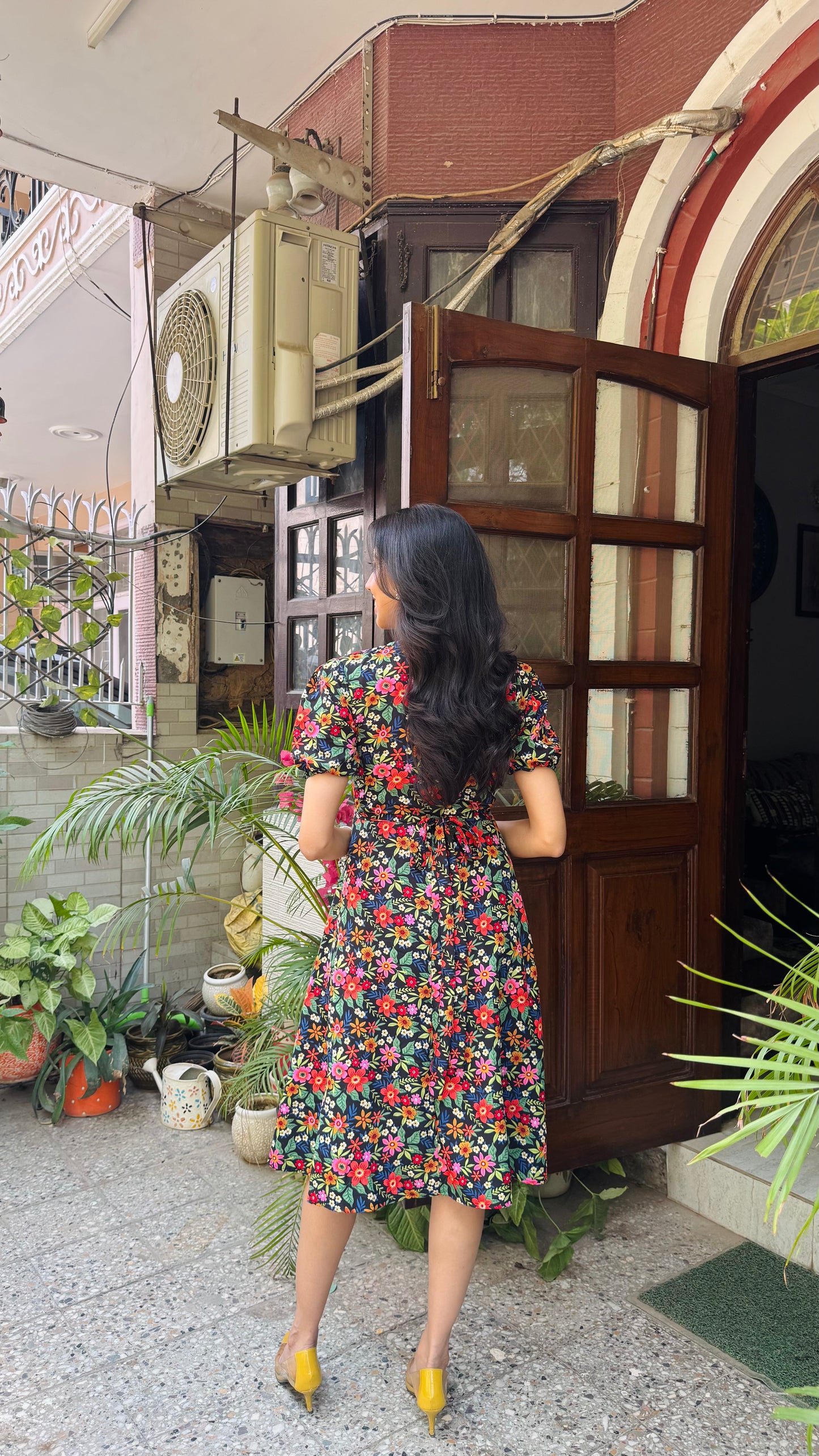Beauty Blush Floral Wrap Dress - Black