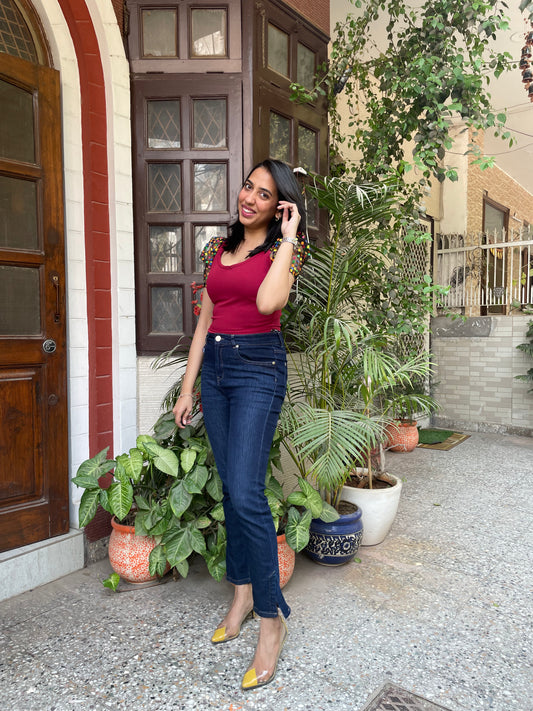 Colorpuff Top- Maroon