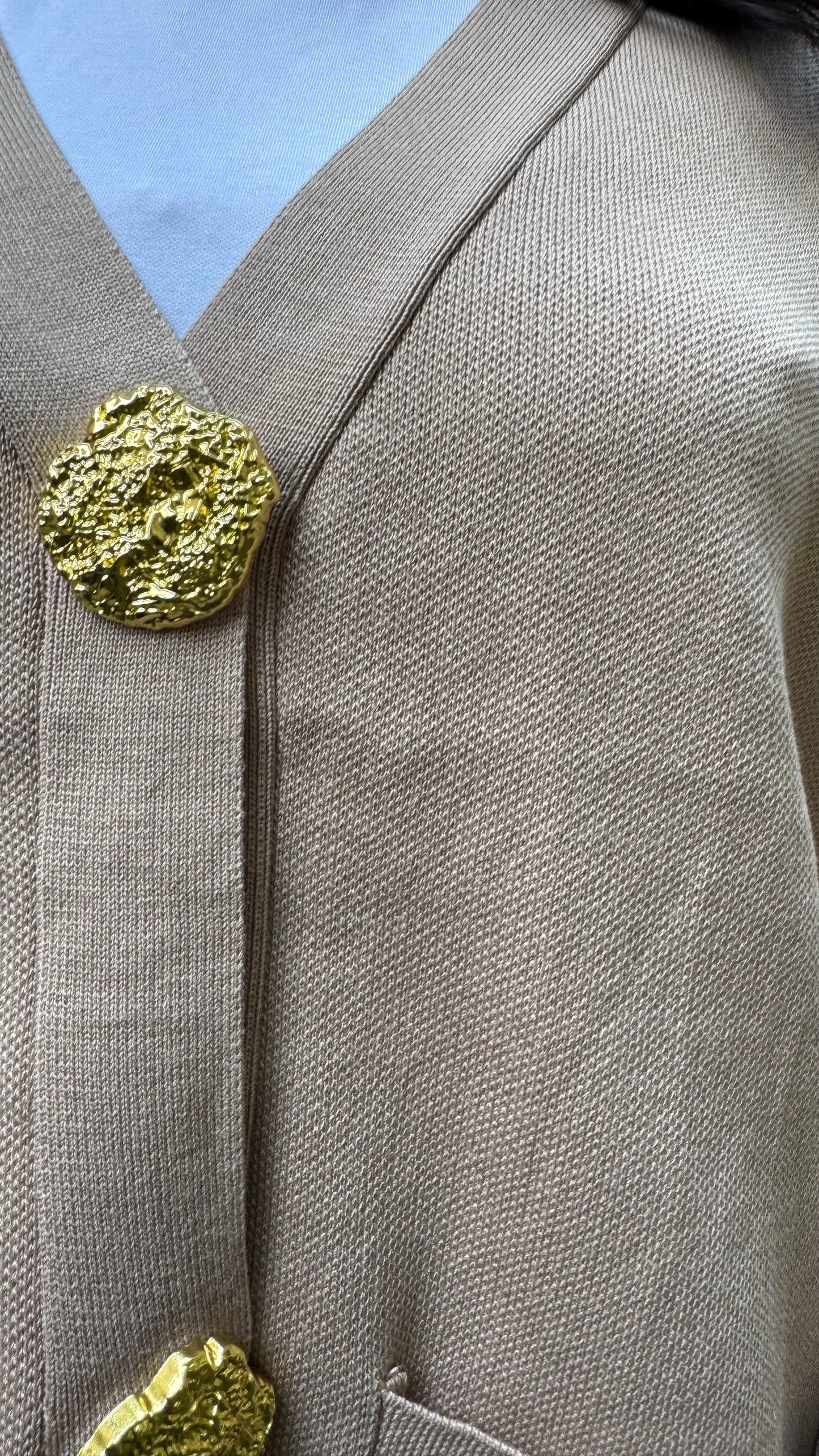 Timeless Golden Buttoned Sweater Set - Beige (Free Size) - Premium Collection