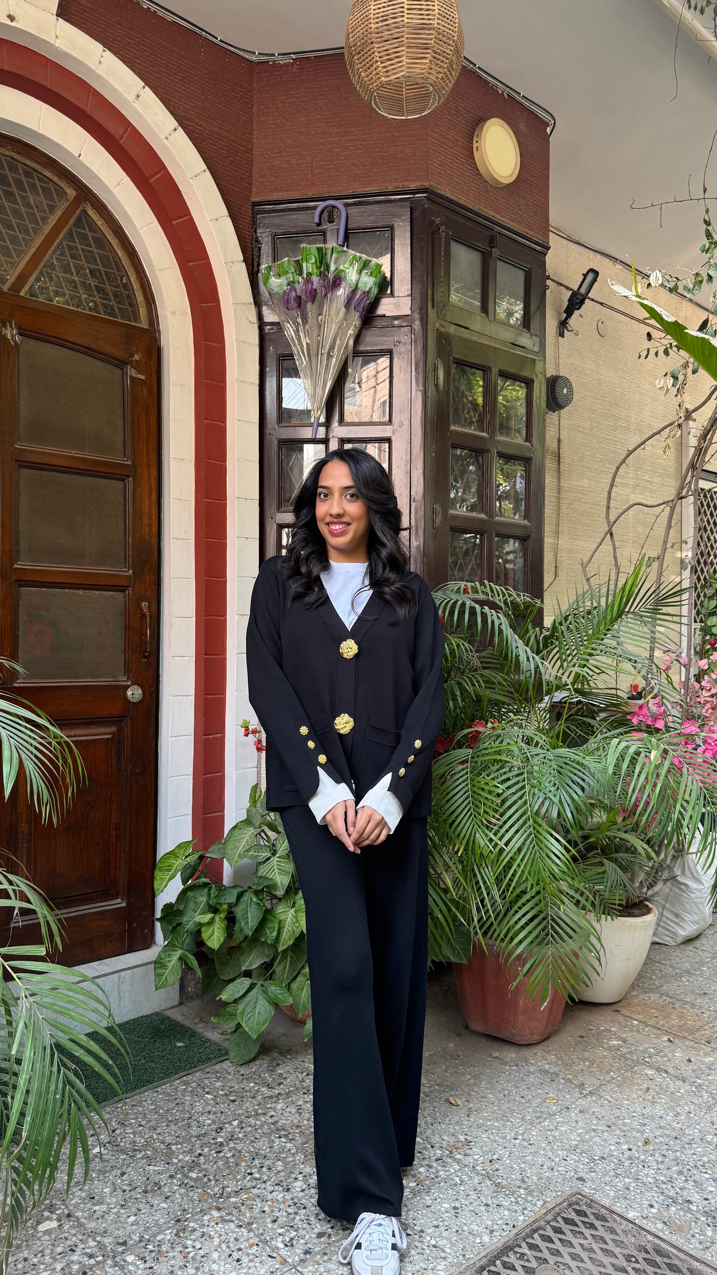 Timeless Golden Buttoned Sweater Set - Black (Free Size) - Premium Collection