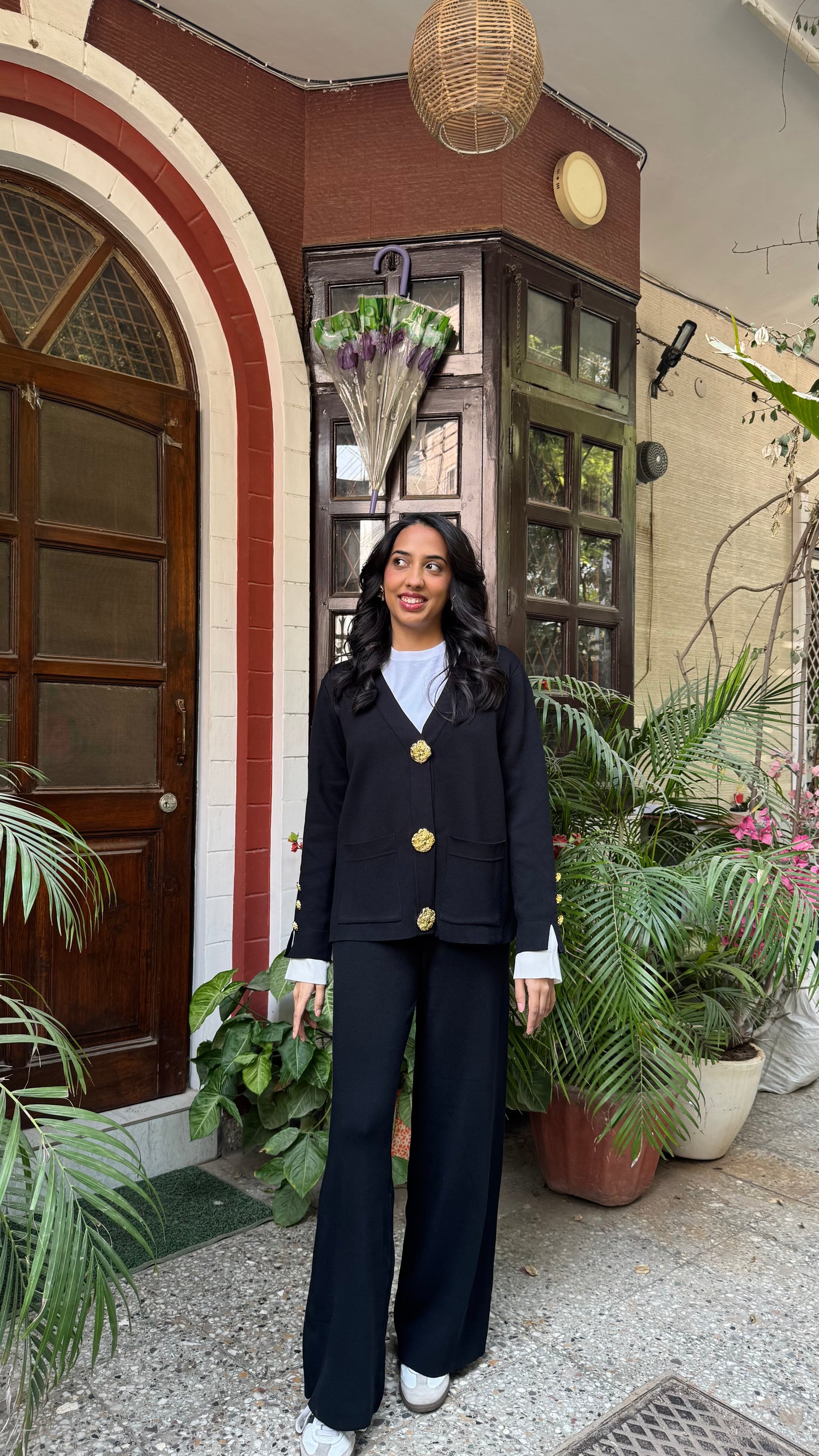 Timeless Golden Buttoned Sweater Set - Black (Free Size) - Premium Collection