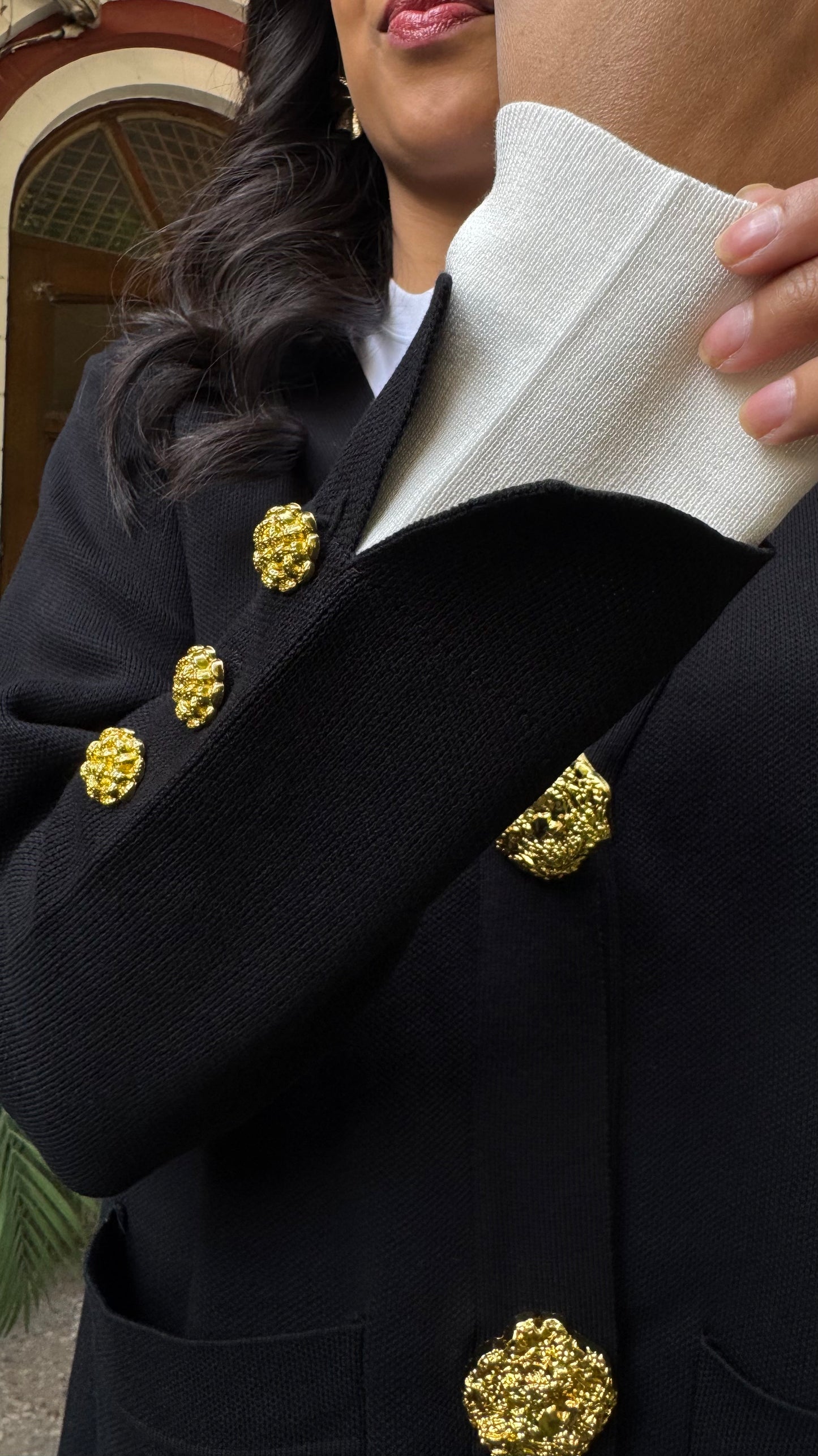 Timeless Golden Buttoned Sweater Set - Black (Free Size) - Premium Collection