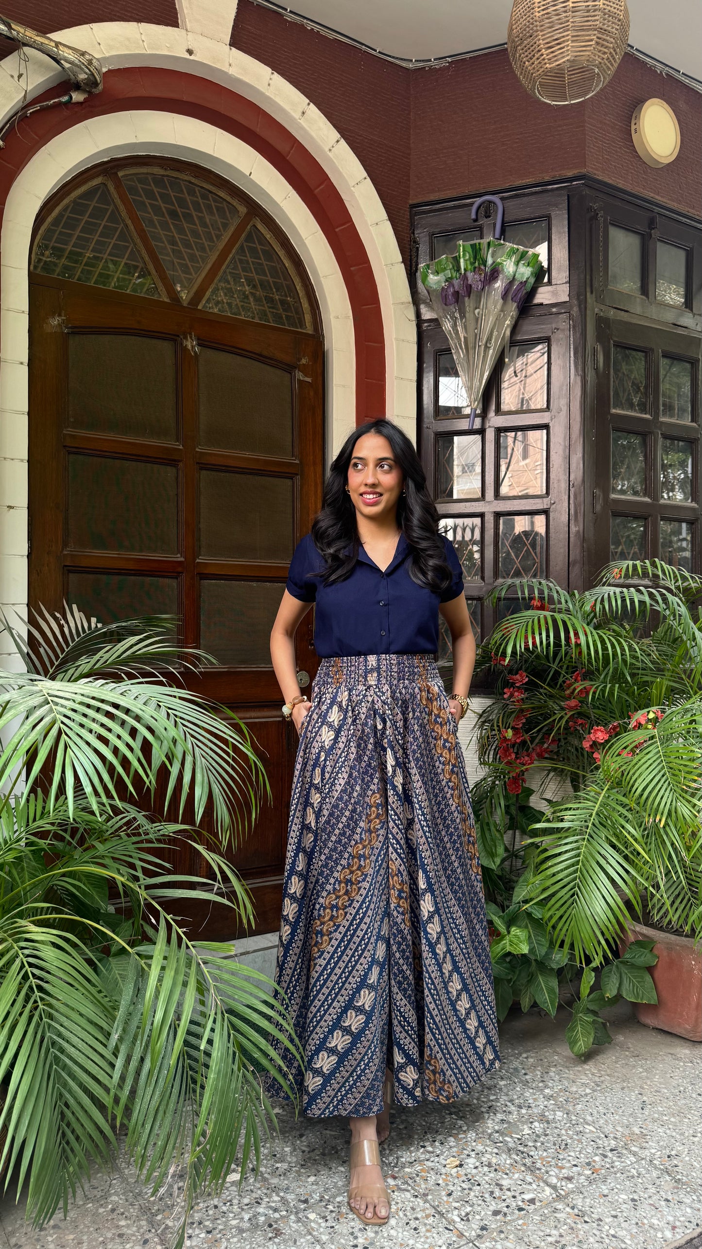 Indigo Aura Printed Palazzo (Free Size)