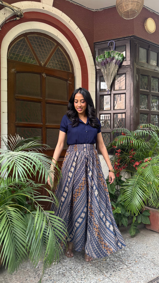 Indigo Aura Printed Palazzo (Free Size)