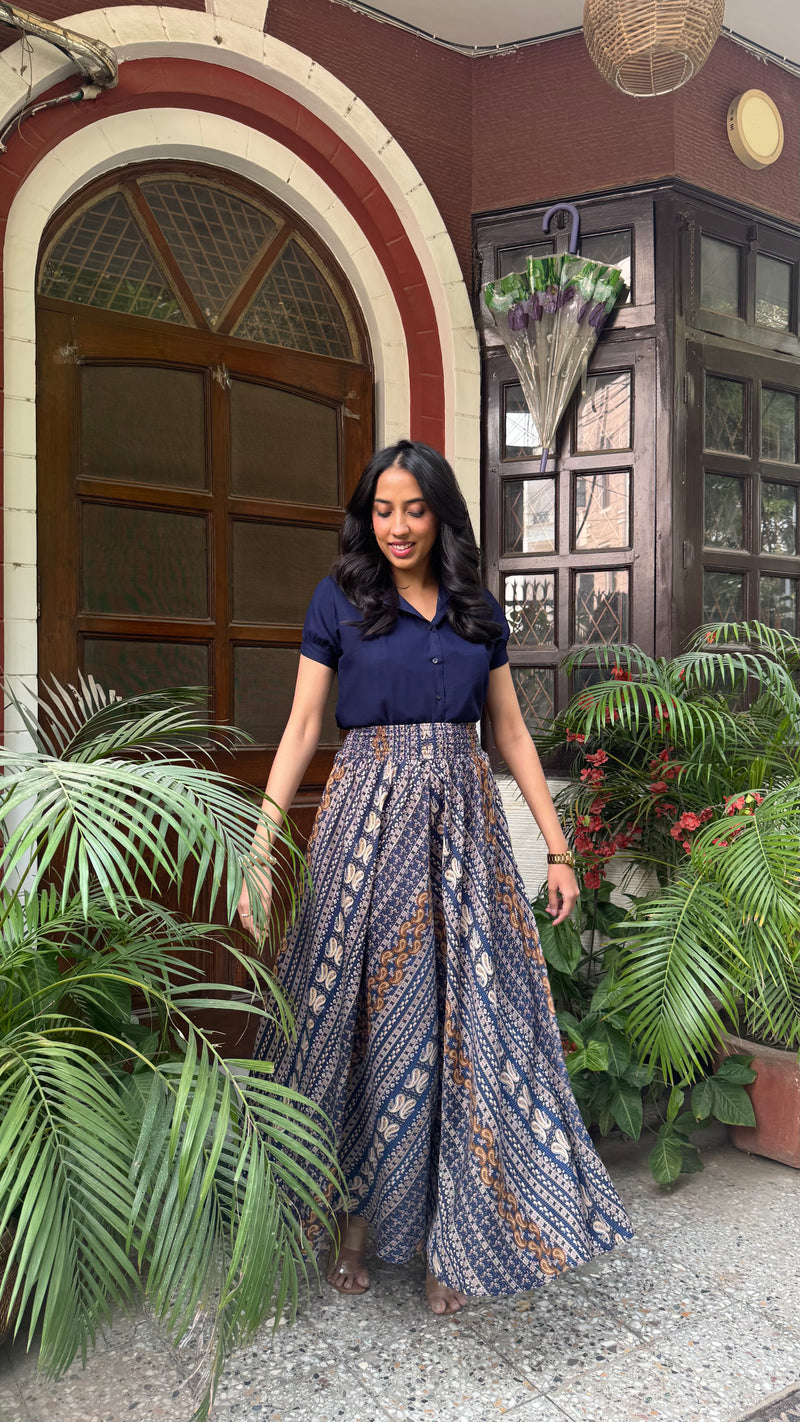 Indigo Aura Printed Palazzo (Free Size)