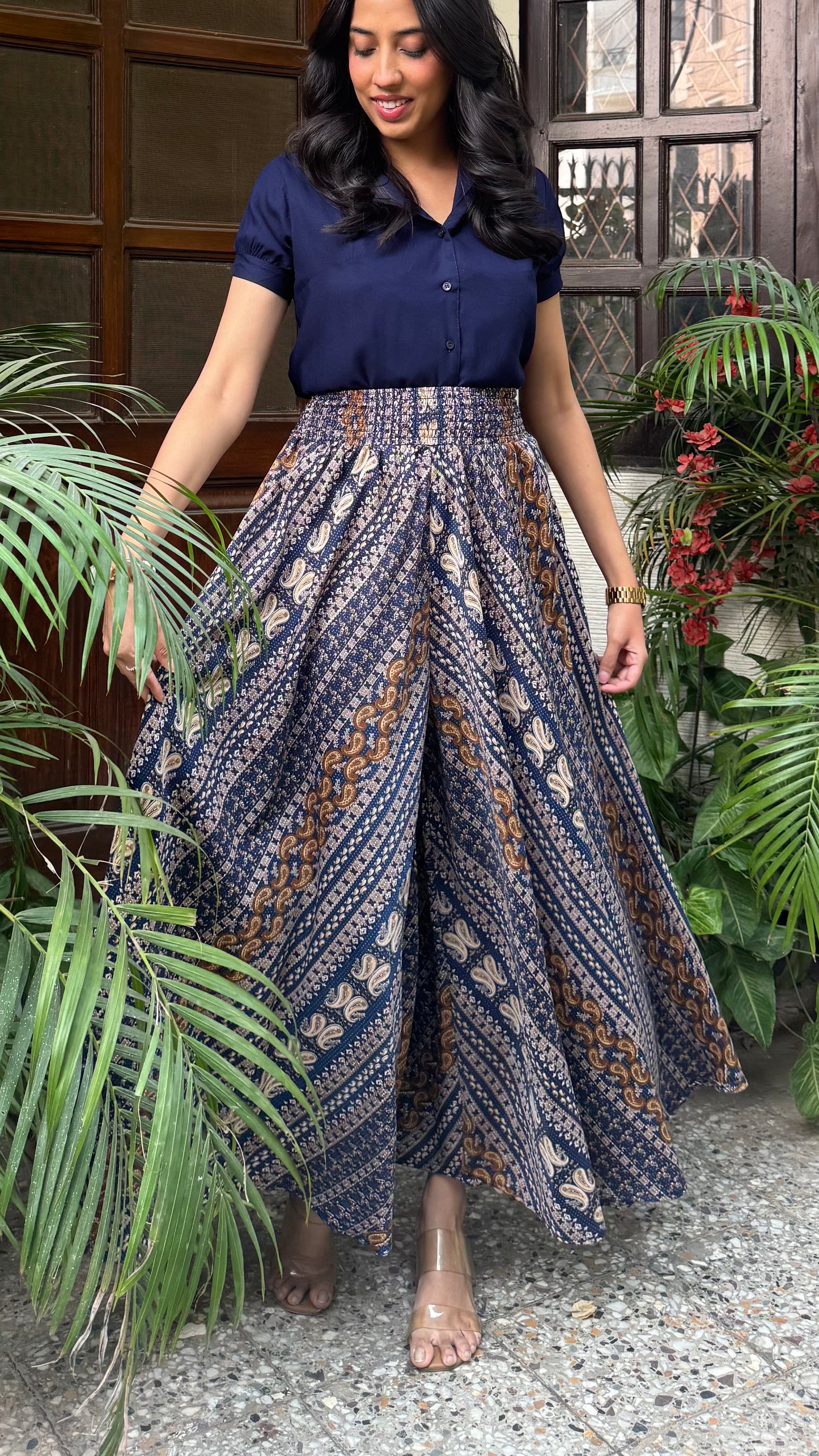 Indigo Aura Printed Palazzo (Free Size)