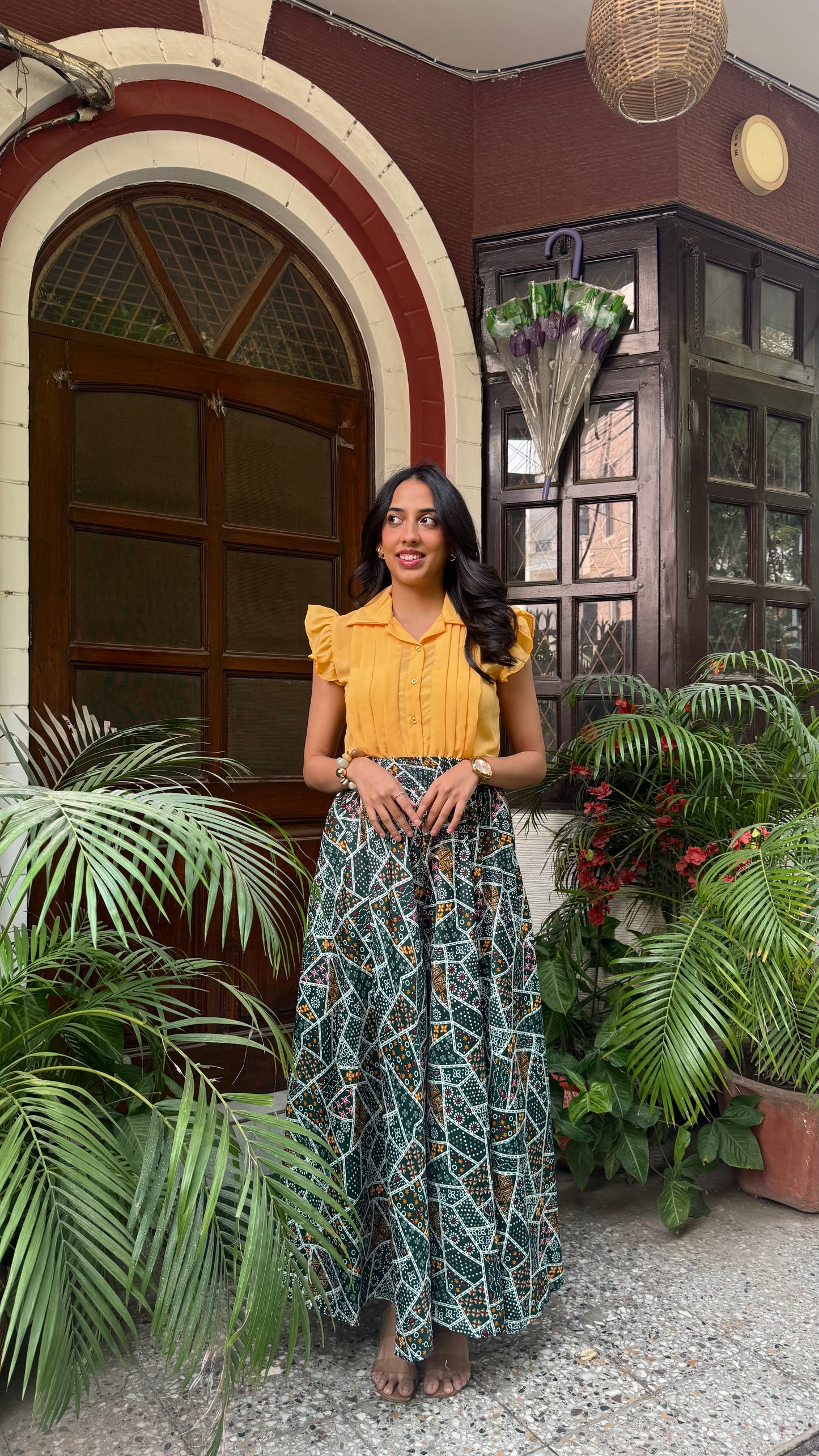 Green Patch Printed Palazzo (Free Size)