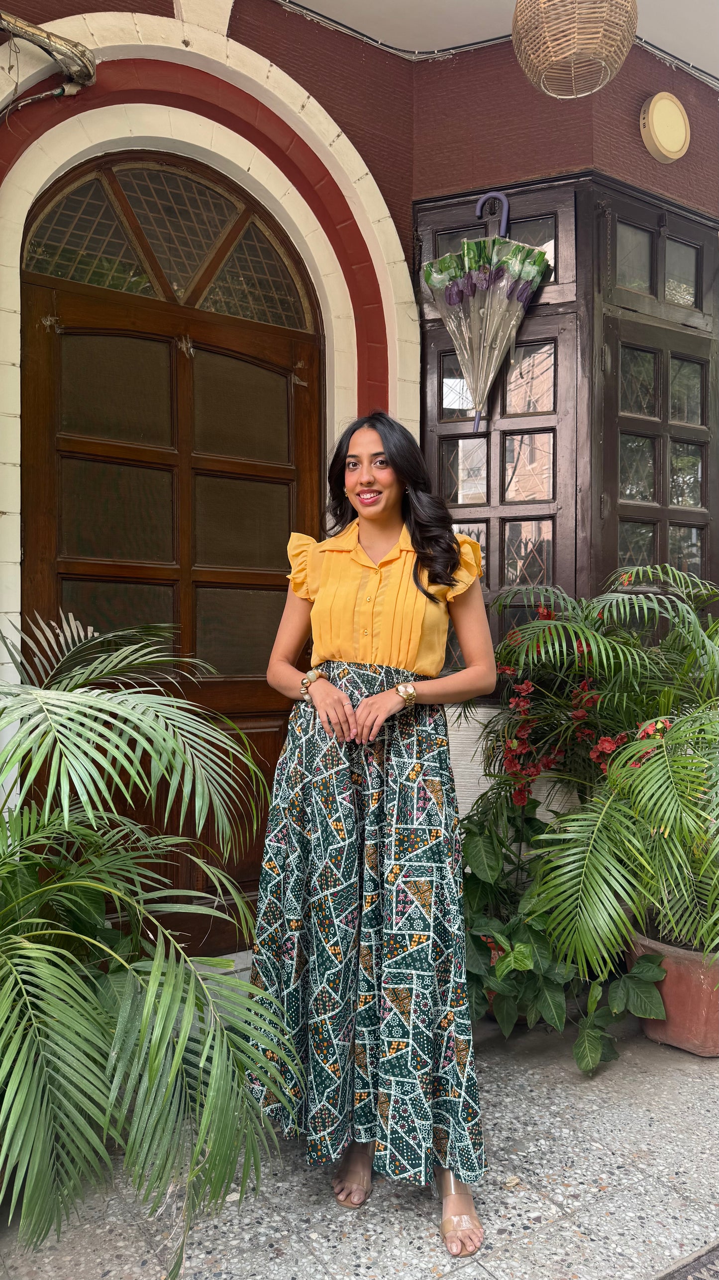 Green Patch Printed Palazzo (Free Size)