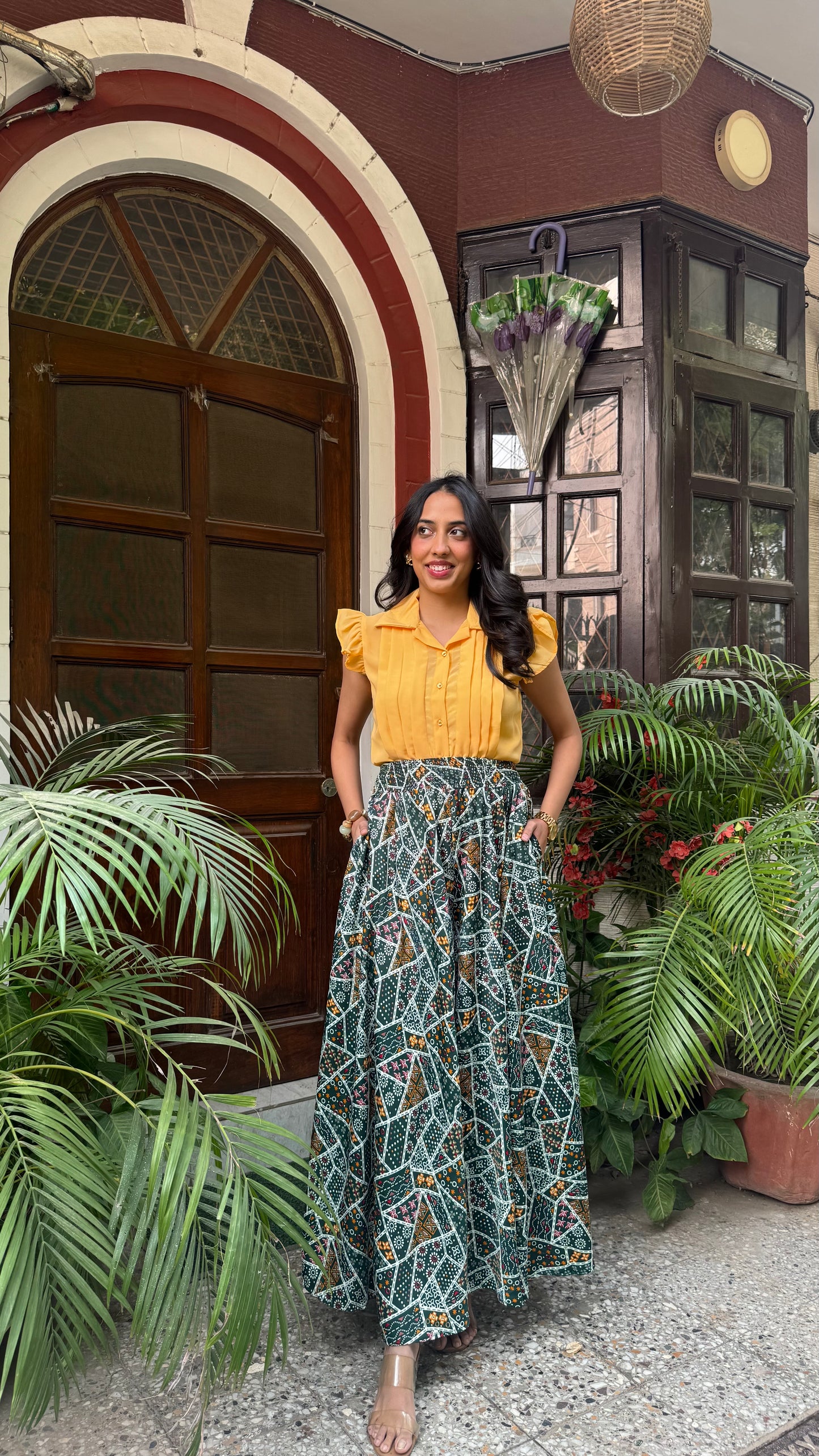 Green Patch Printed Palazzo (Free Size)