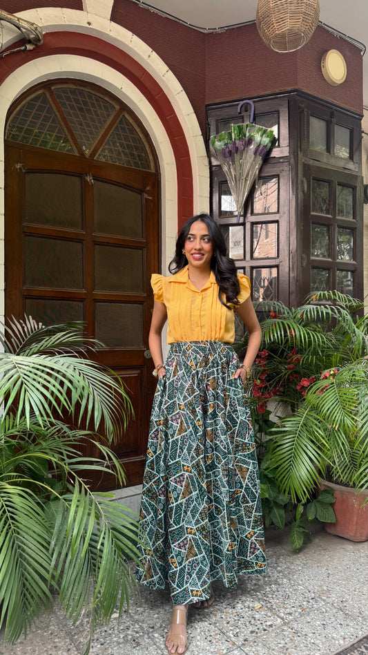 Green Patch Printed Palazzo (Free Size)