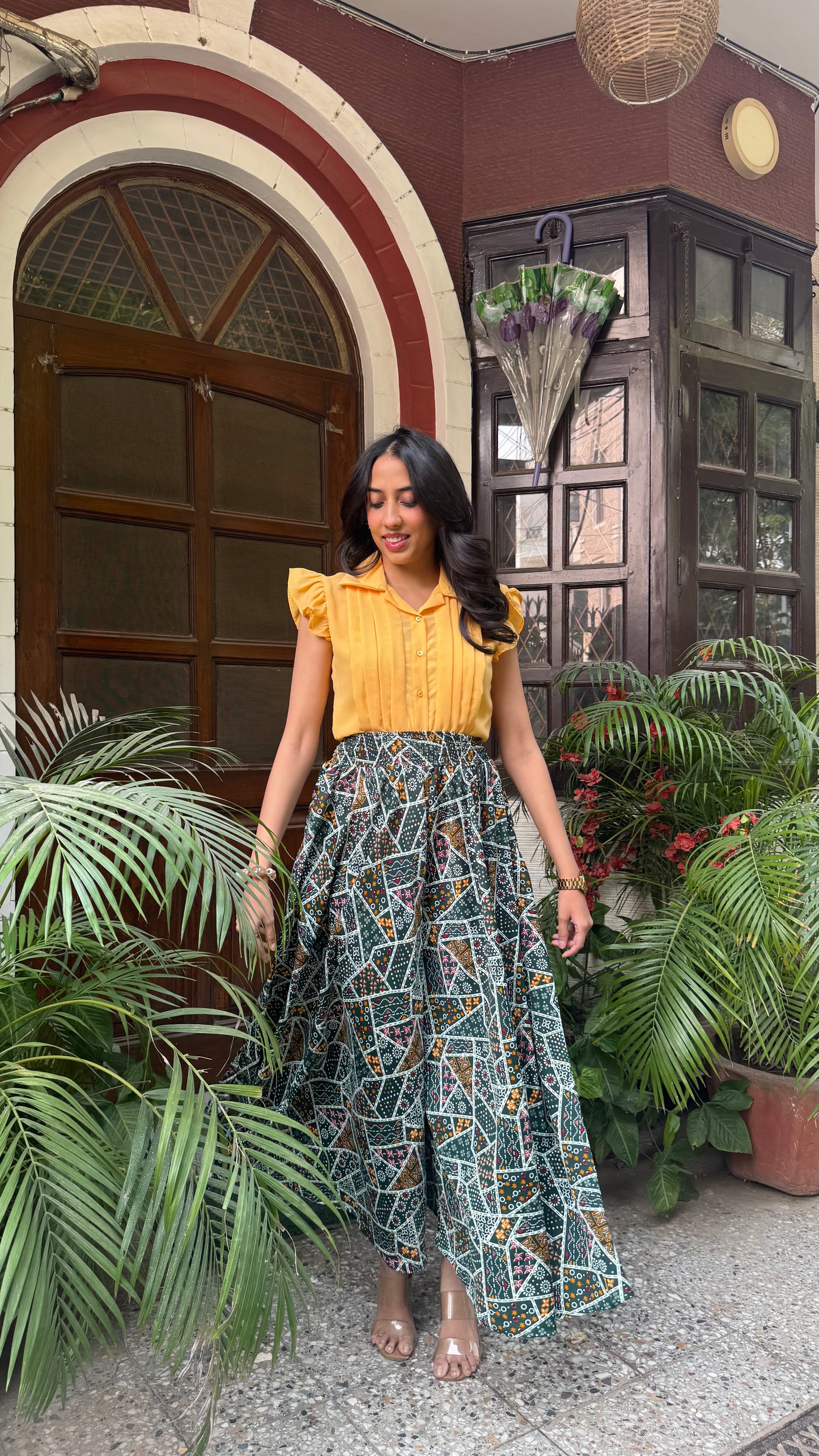 Green Patch Printed Palazzo (Free Size)