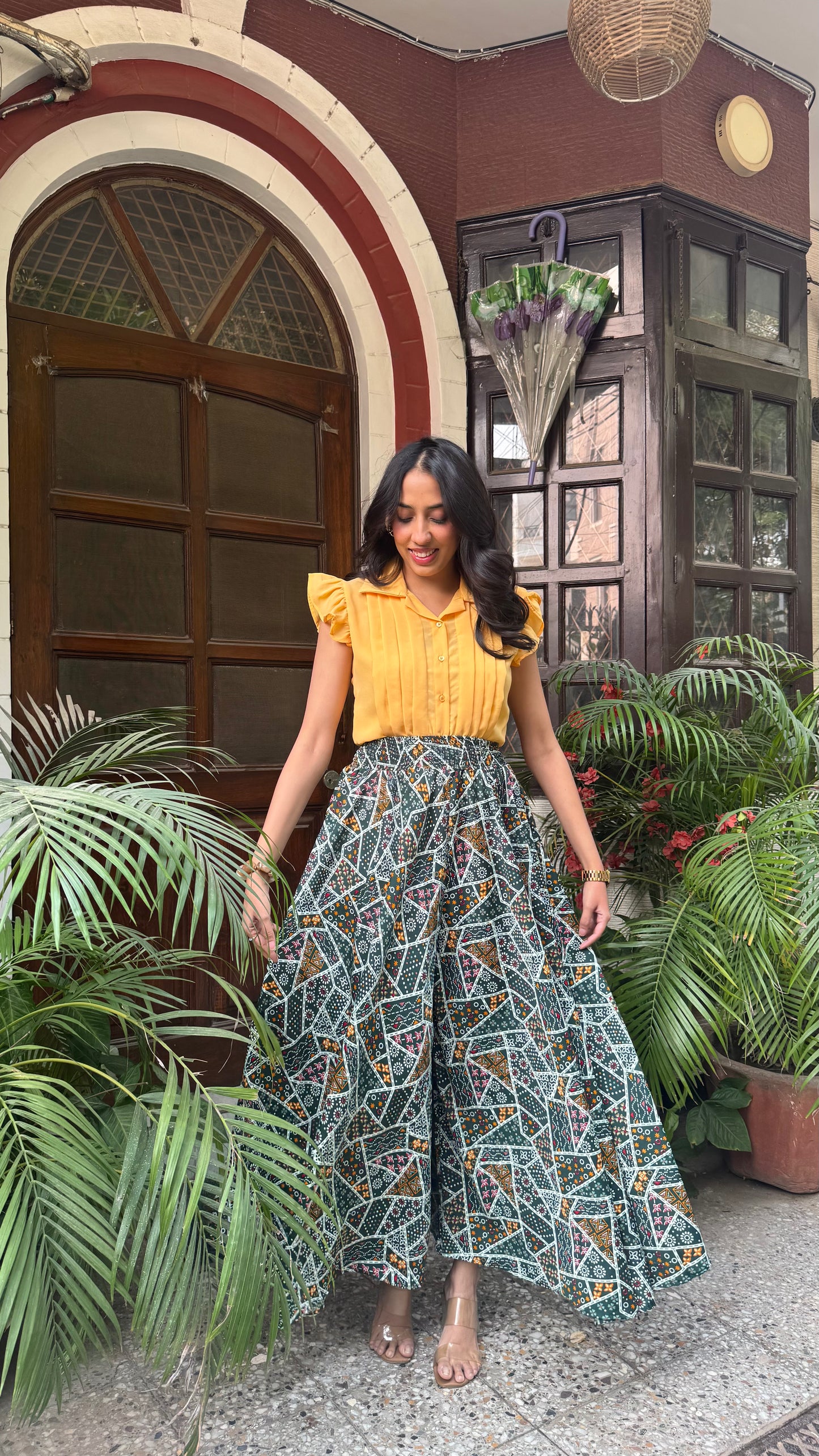 Green Patch Printed Palazzo (Free Size)