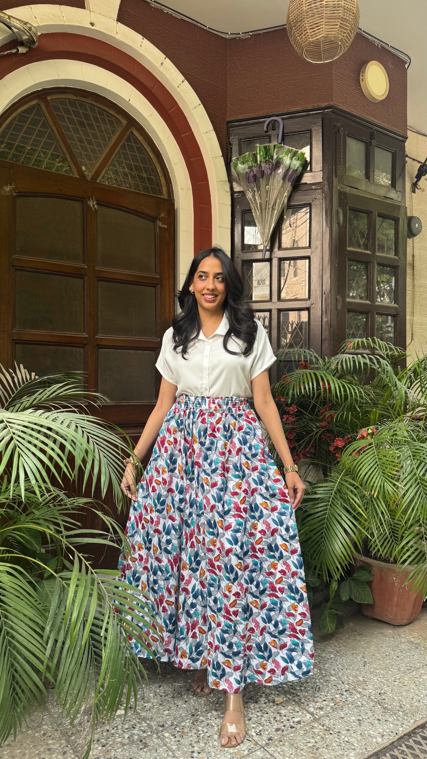 Gardenia Leaf Printed Palazzo (Free Size)